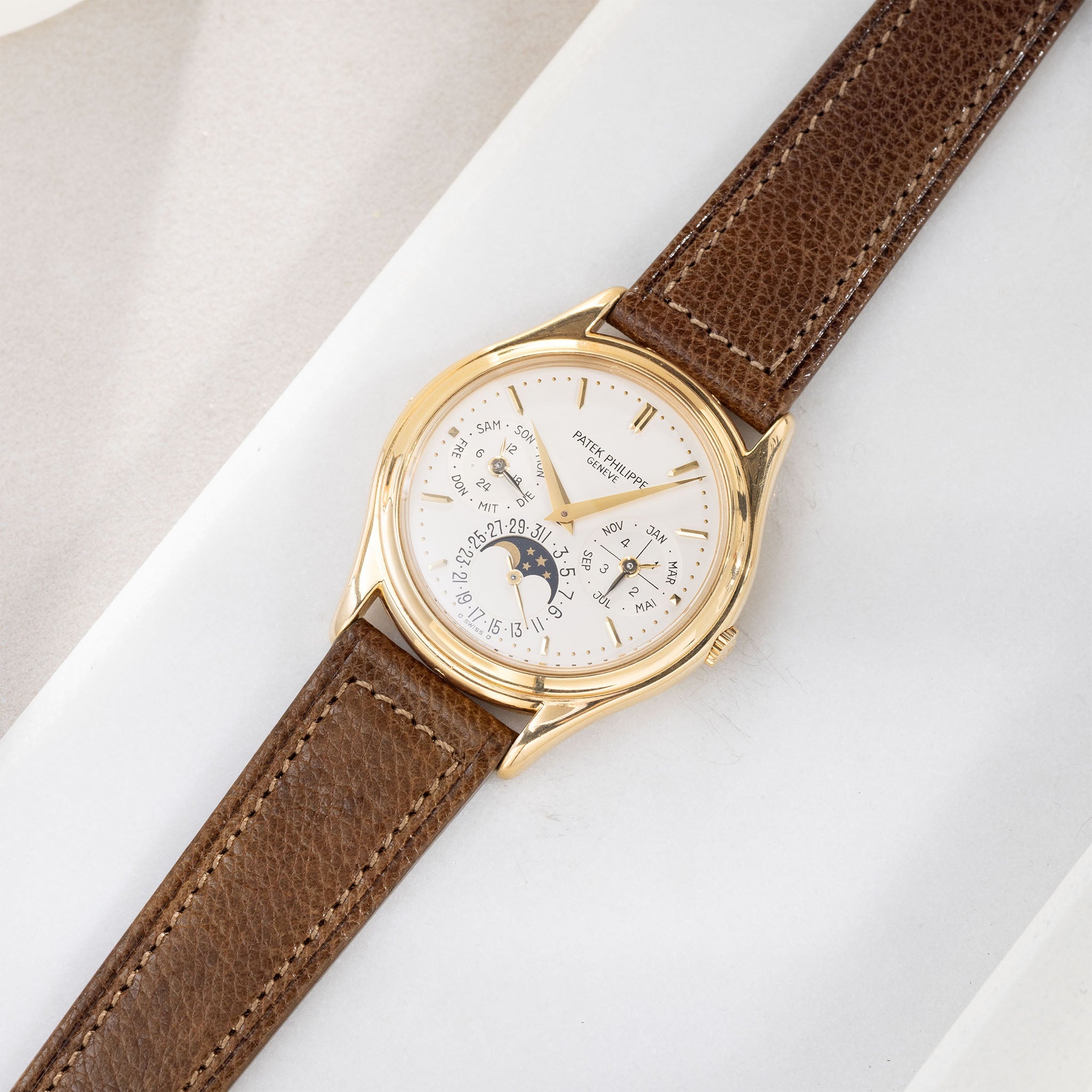 Strap for Patek Philippe 3940 Perpetual – Burnished Tobacco Brown Calf