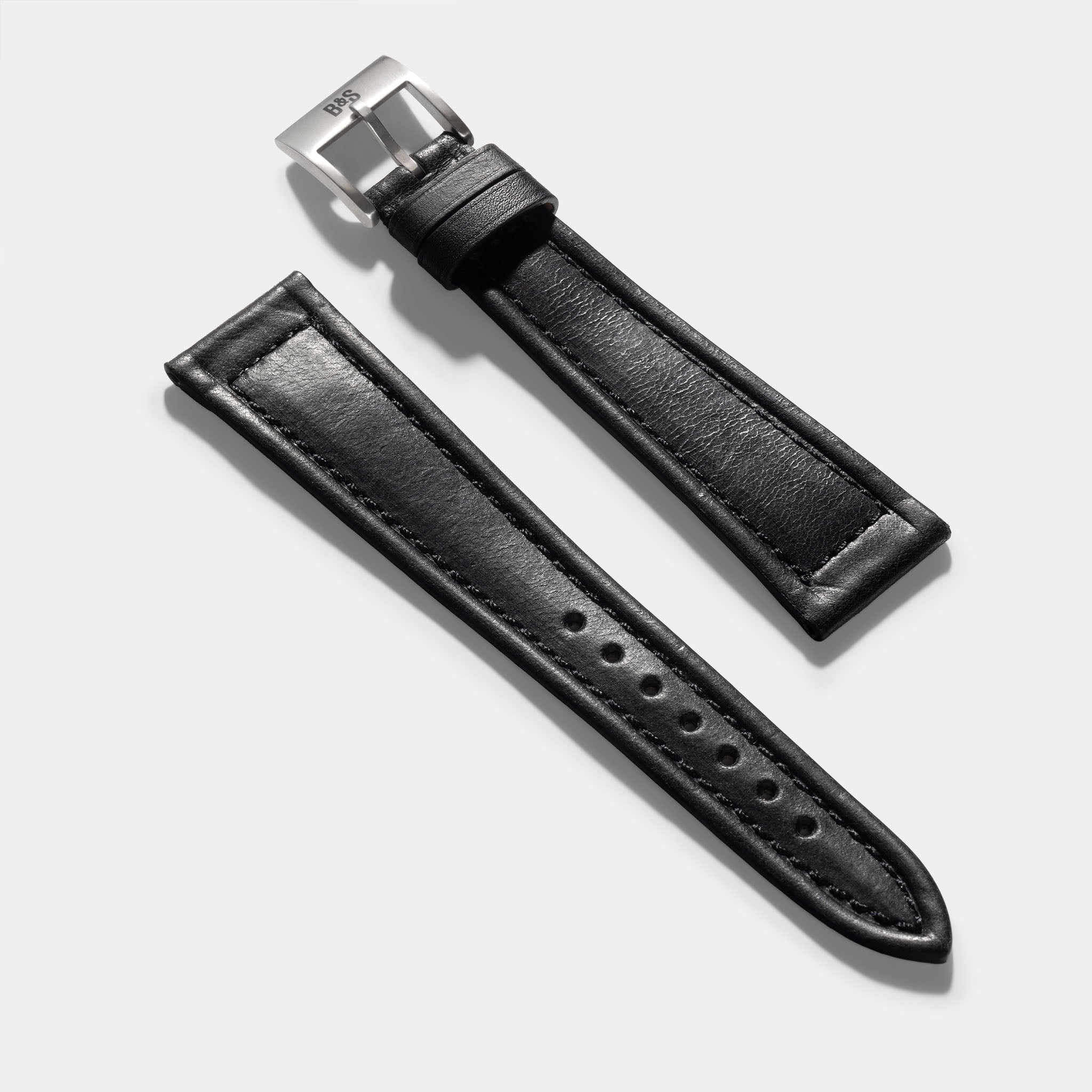 Strap for Patek Philippe 130 / 533 Chronograph - Black Sculpted Calfskin Watch Strap