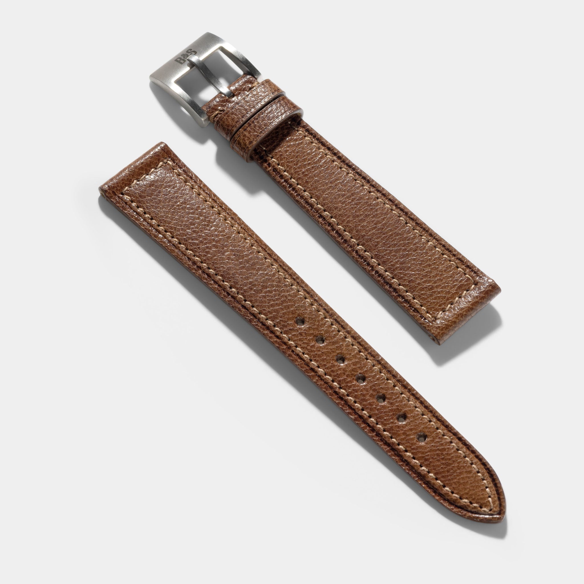 Strap for Patek Philippe 130 / 533 Chronograph - Burnished Tobacco Brown Boxed Calfskin Watch Strap