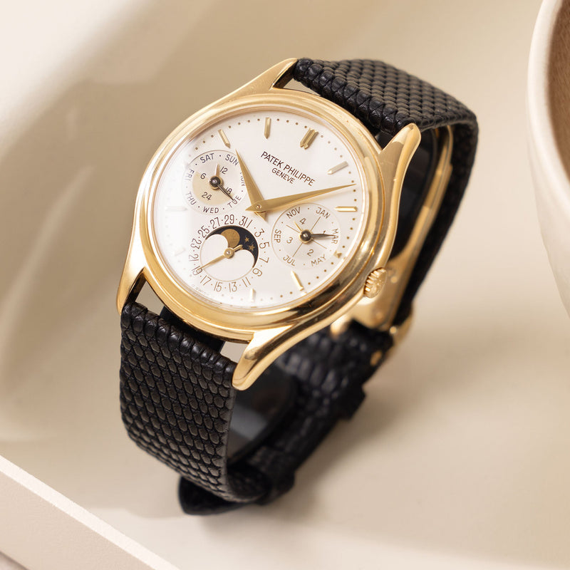 Strap for Patek Philippe 3940 Perpetual - Black Double Sided Lizard Watch Strap