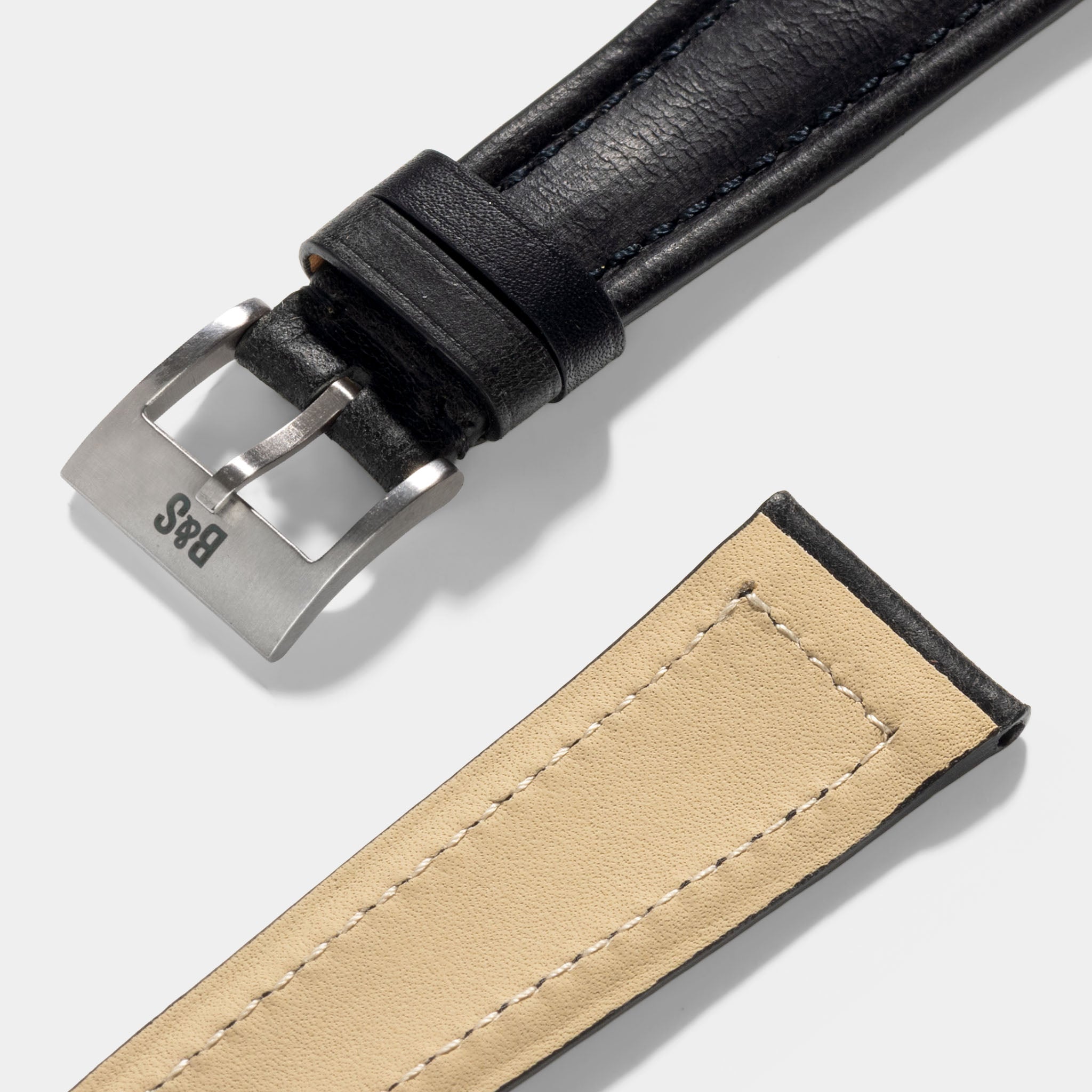 Strap for Patek Philippe 130 / 533 Chronograph - Black Sculpted Calfskin Watch Strap