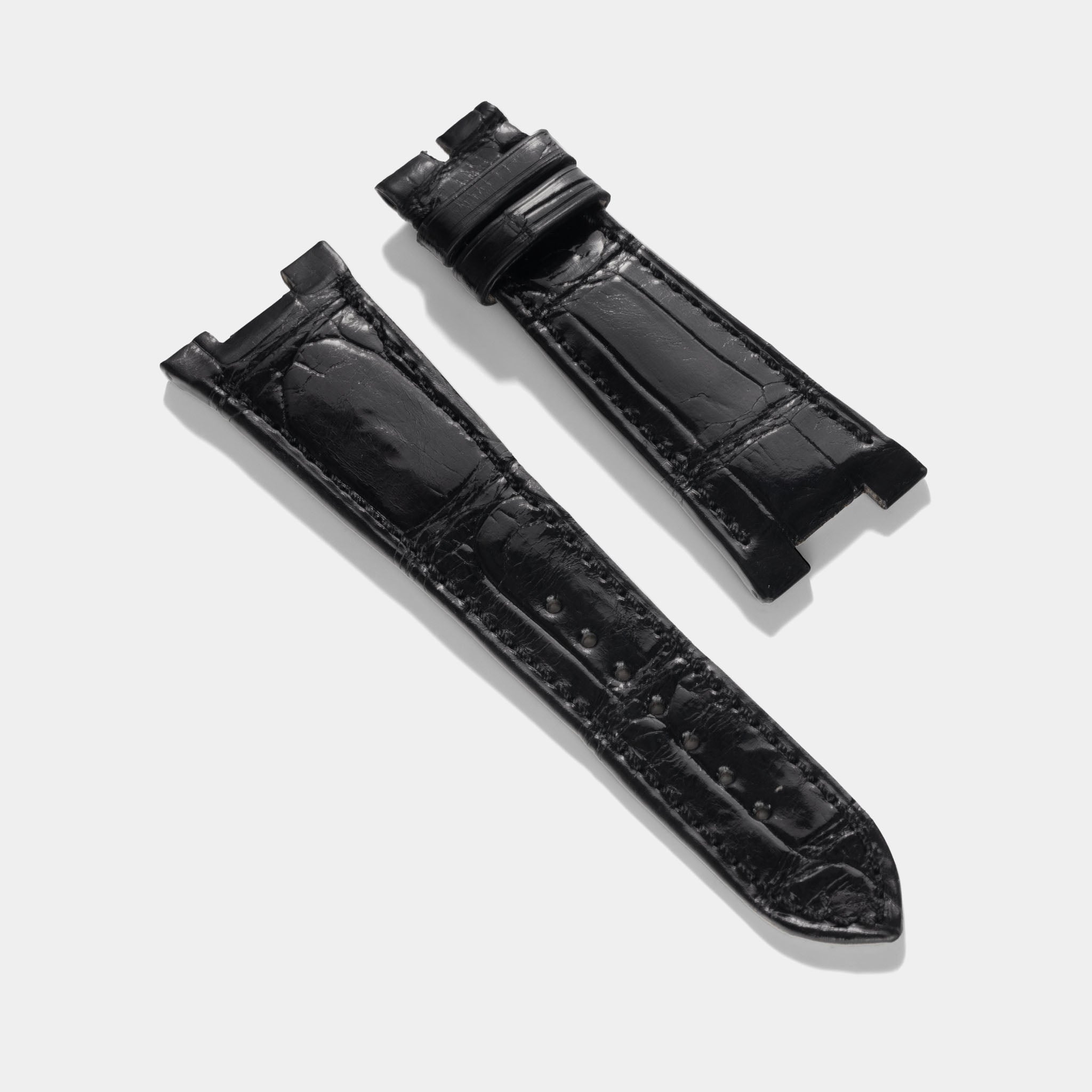 Premium Black Polished Alligator Leather Watch Strap for Patek Philipp