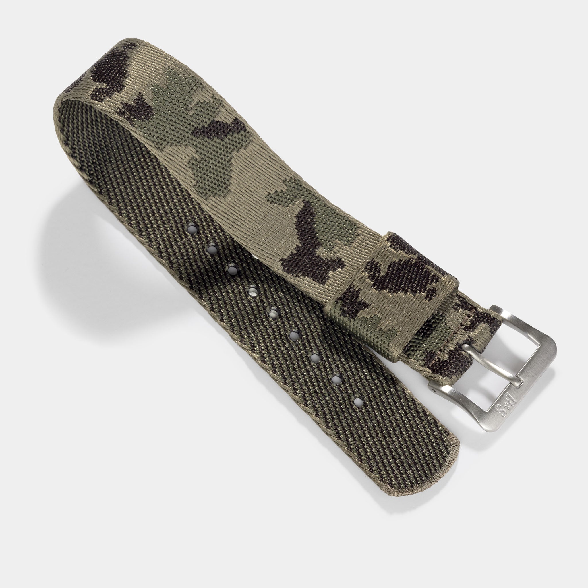 One Piece Single Pass Forest Camo Jacquard Watch Strap