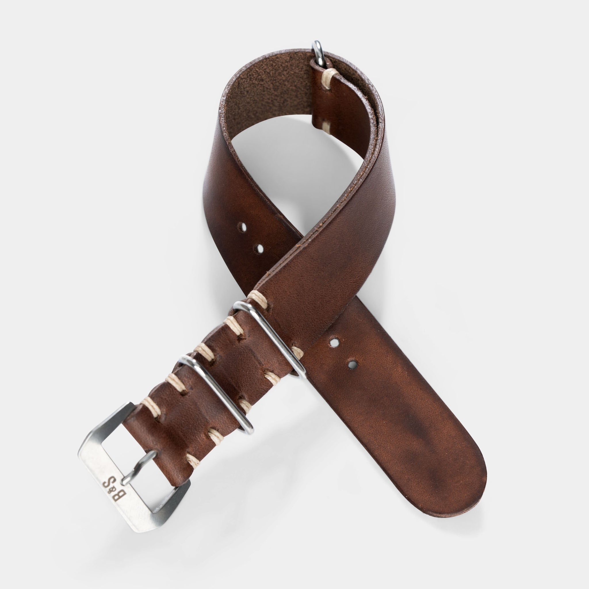 Side_Stitch_Single_Pass_Style_Brown_Leather_Watch_Strap_For_Vintage_Watches
