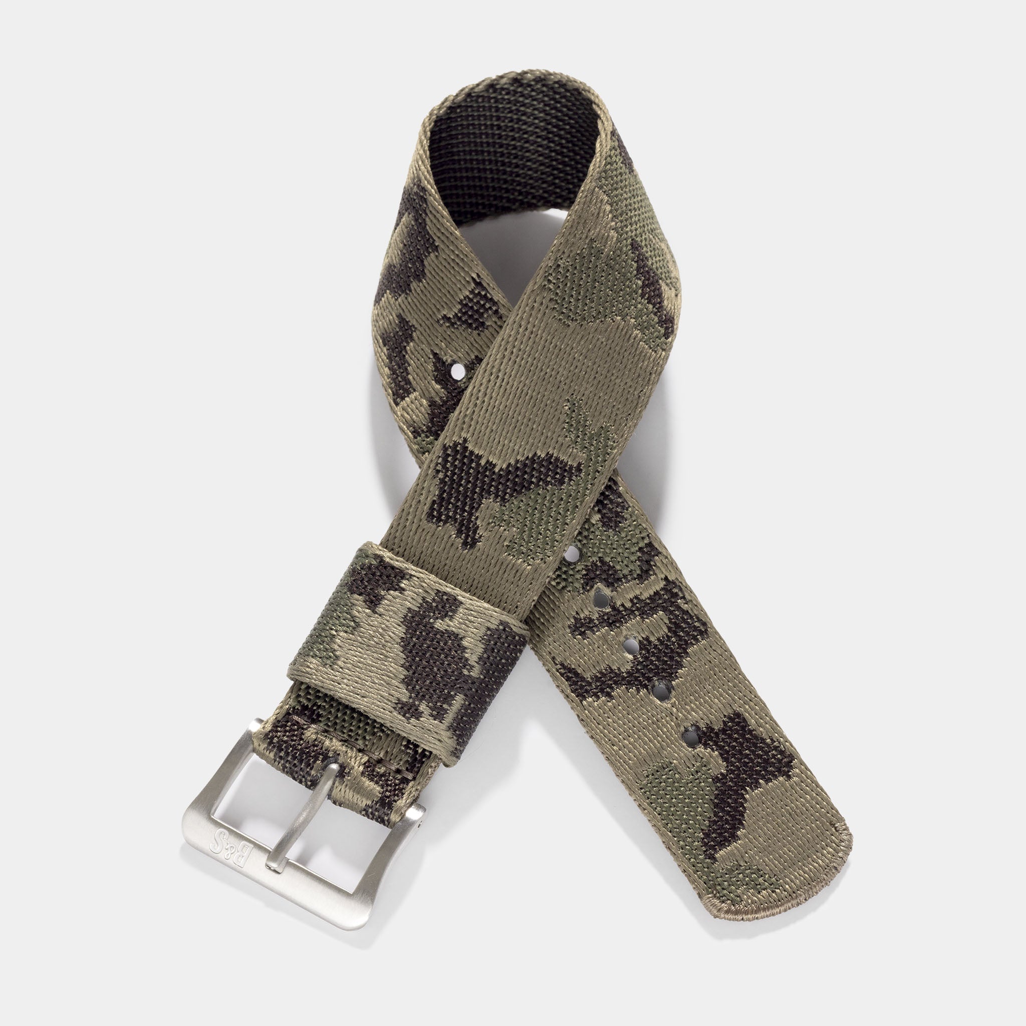 One Piece Single Pass Forest Camo Jacquard Watch Strap