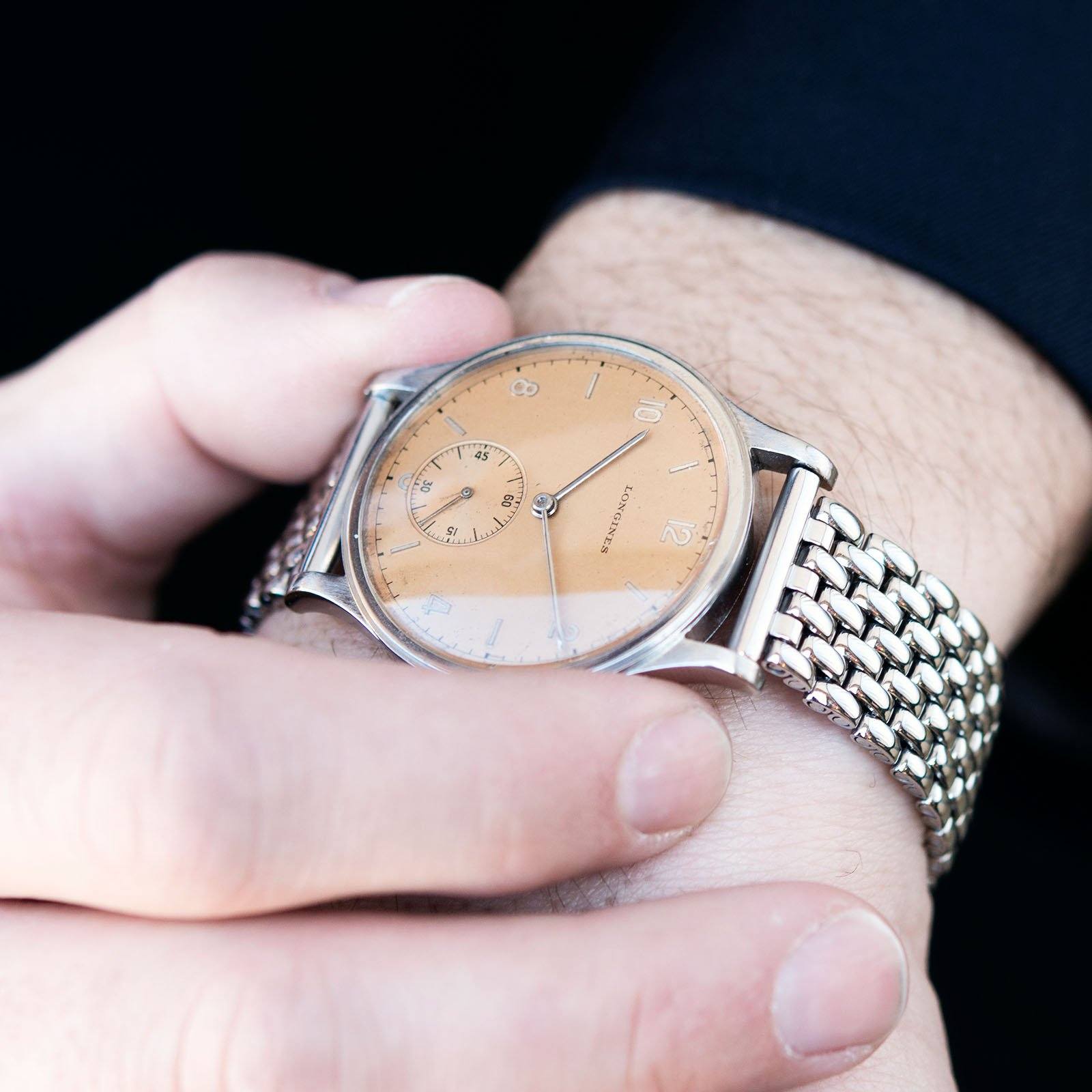 Longines Beads Of Rice Straight End Link Steel Watch Bracelet