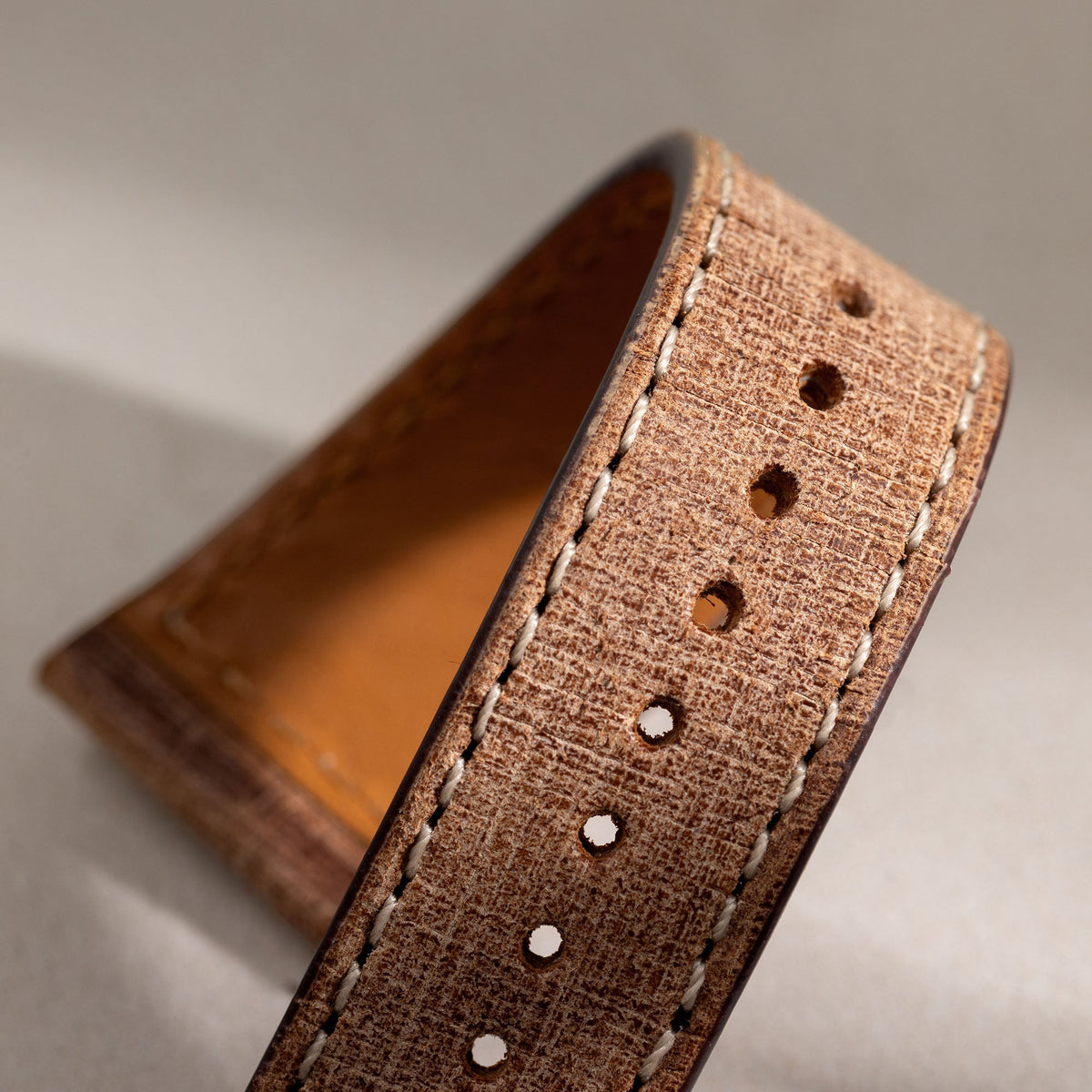 Strap for IWC Portofino - Linen Boxed Leather Deep Brown