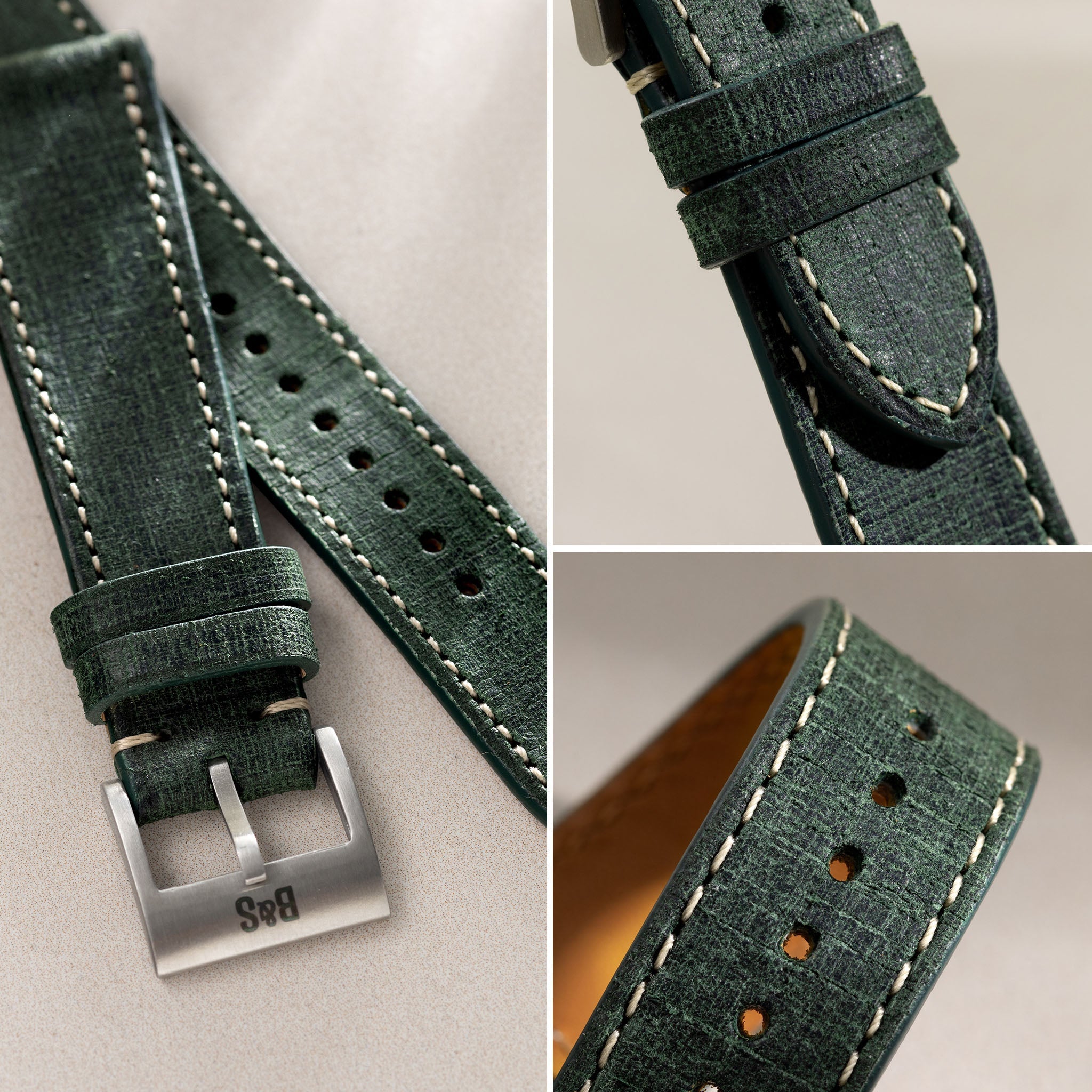 Strap for Rolex Seadweller - Green Linen Leather