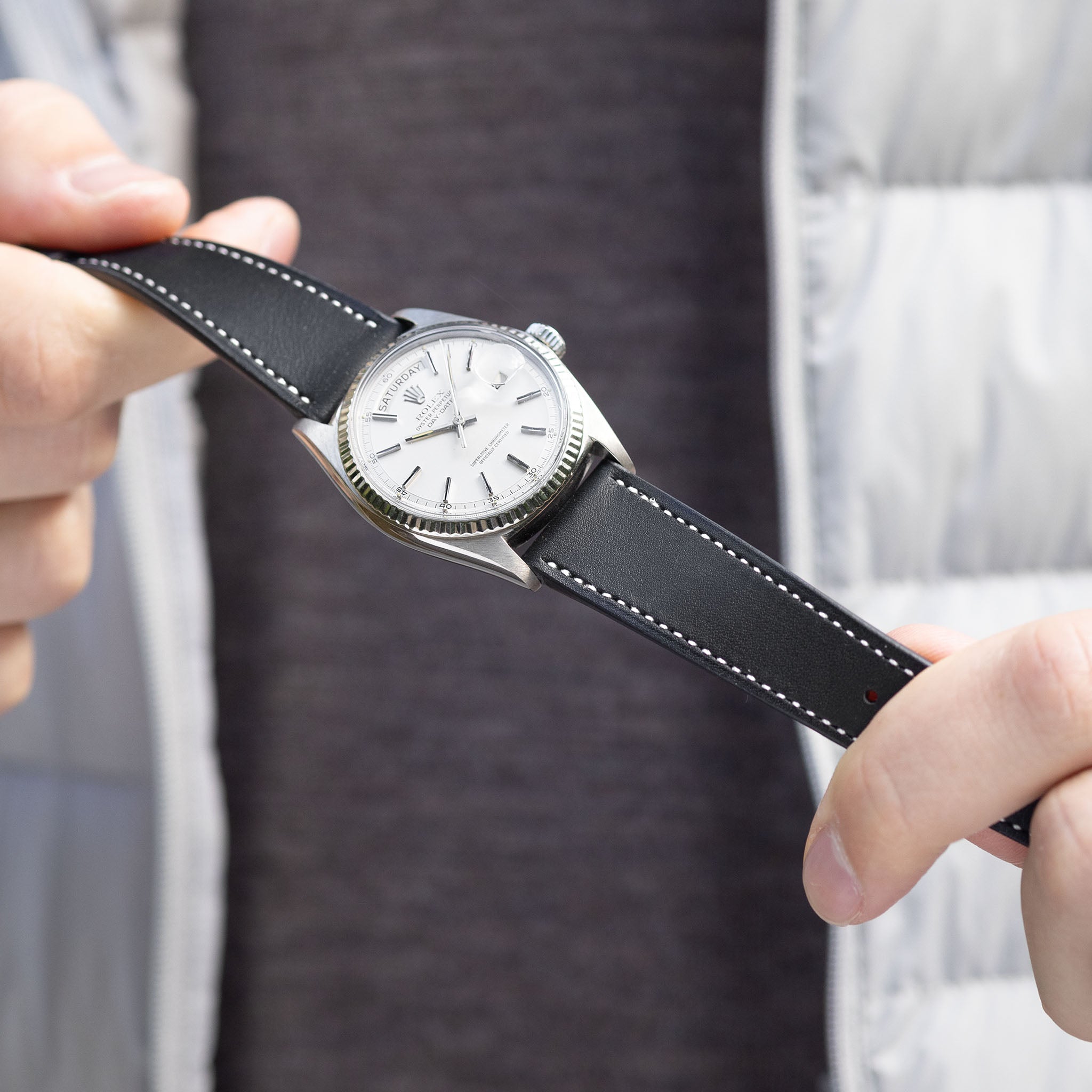 Chevalin Black Leather Watch Strap