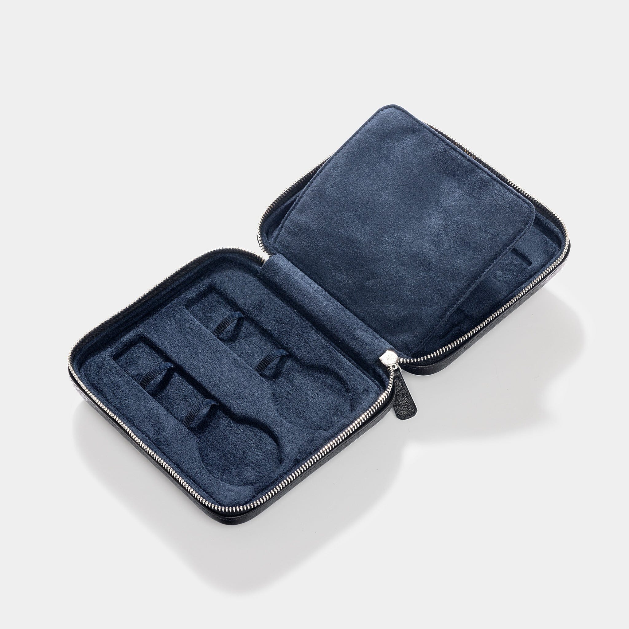 Black 4 Watch Leather Zip Folder