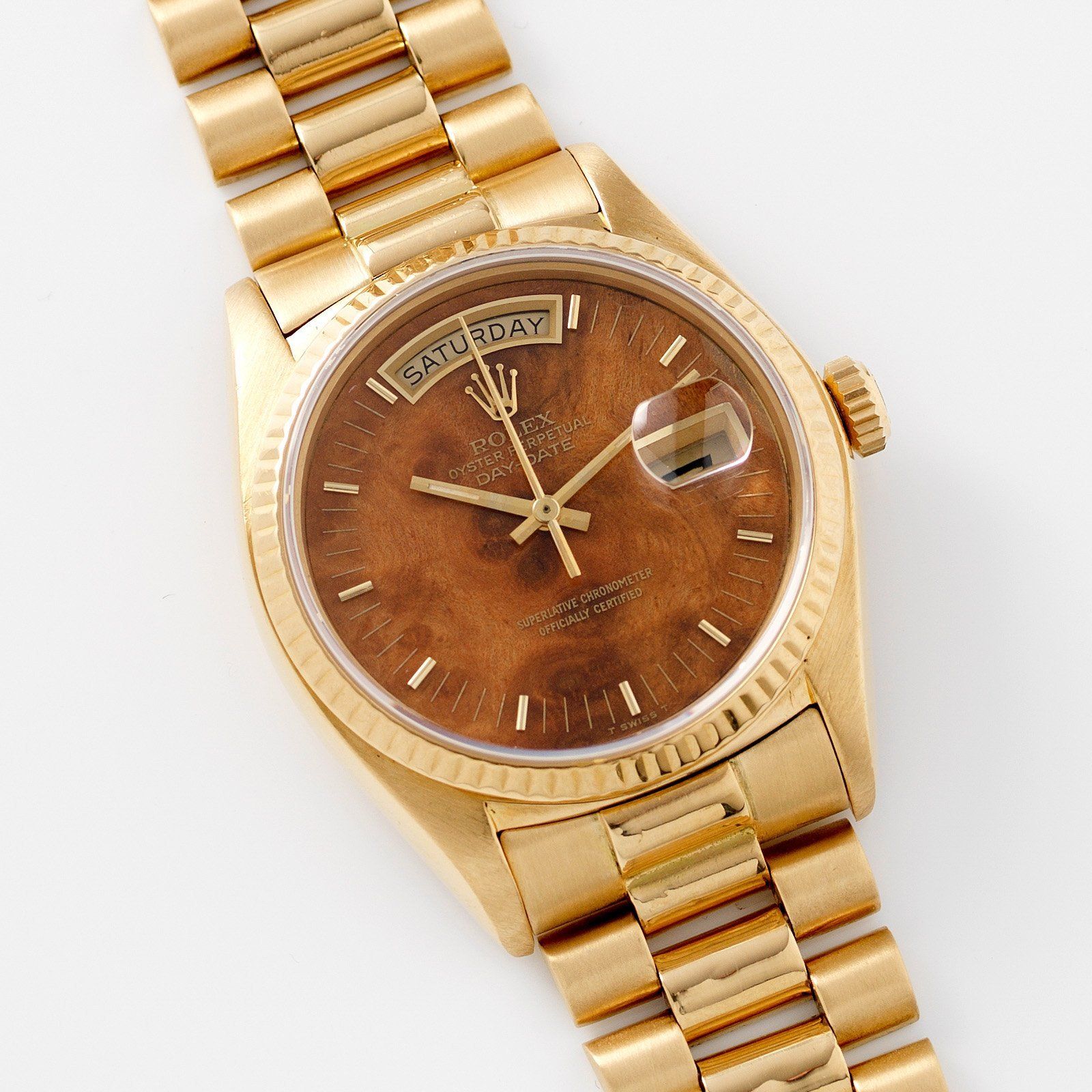 Rolex Day-Date Wood Dial Single Quickset 18038