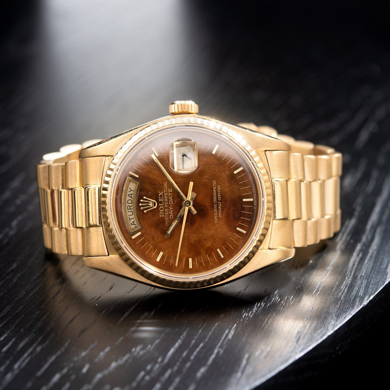 Rolex Day-Date Wood Dial Single Quickset 18038