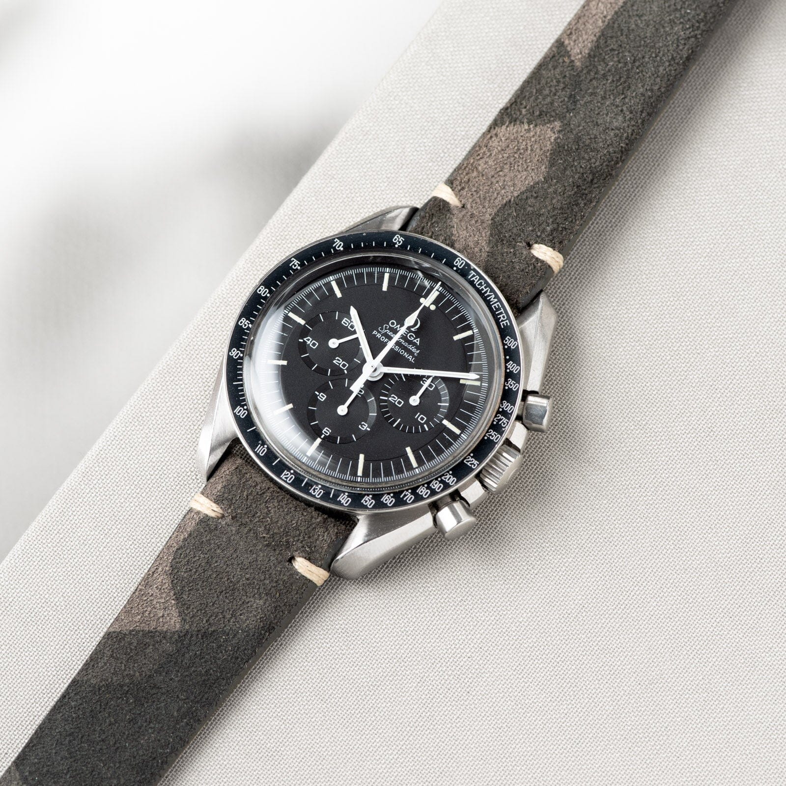 Dark Camo Grey Silky Suede Watch Strap