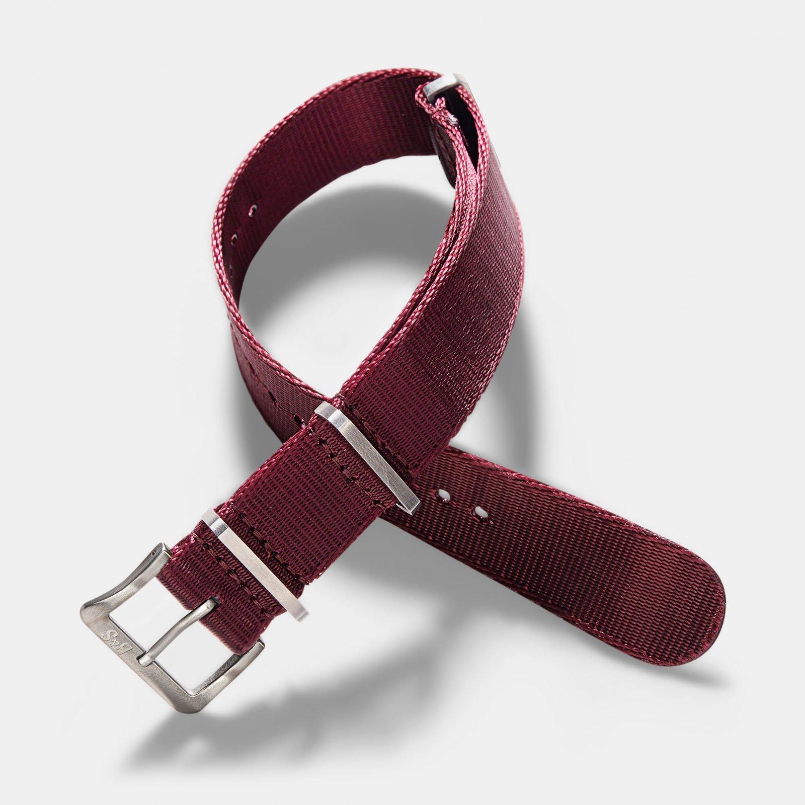 Strap for Rolex Explorer 2 - Nylon Single Pass Burgundy Red (20mm)