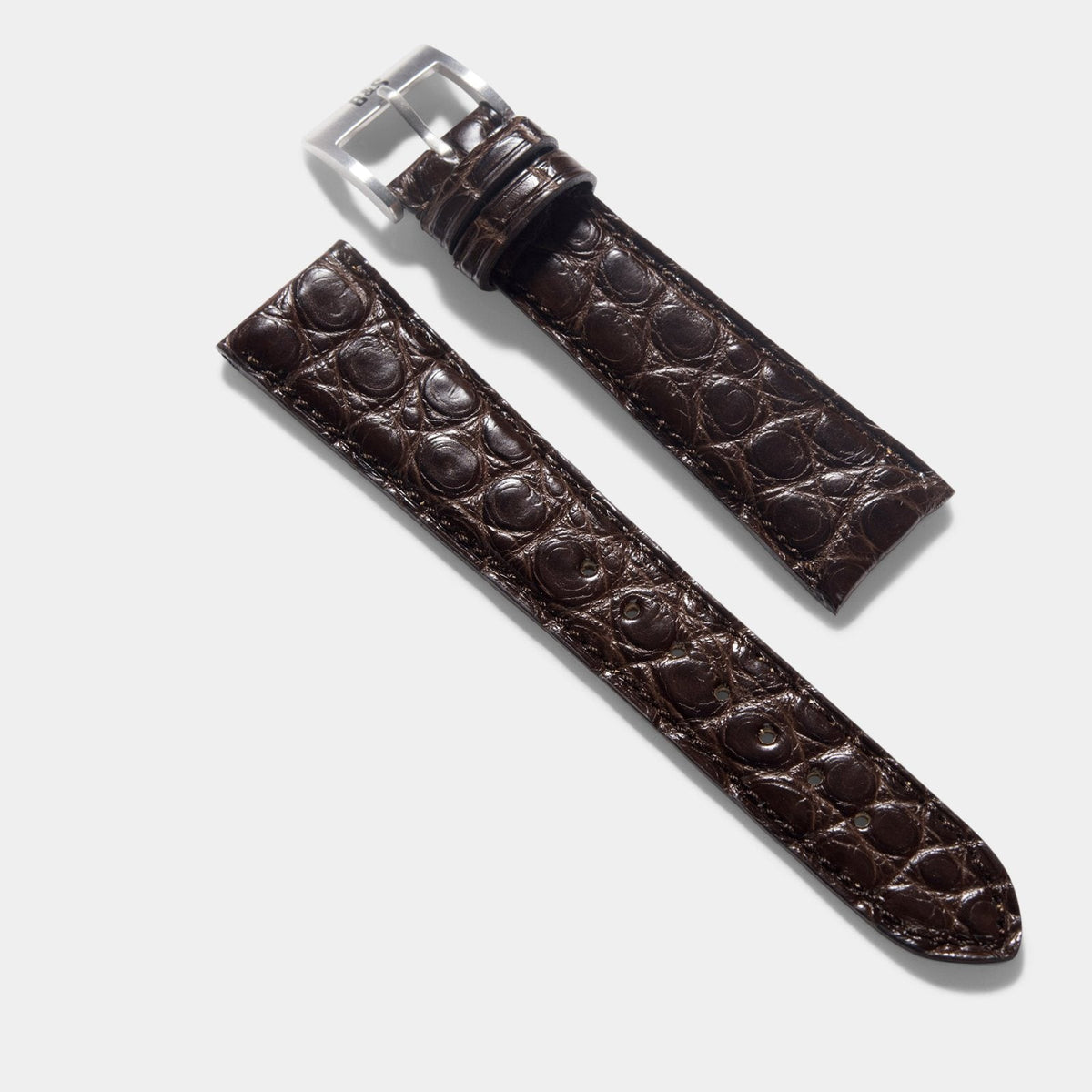 Dark Brown Alligator Leather Watch Strap display picture 1