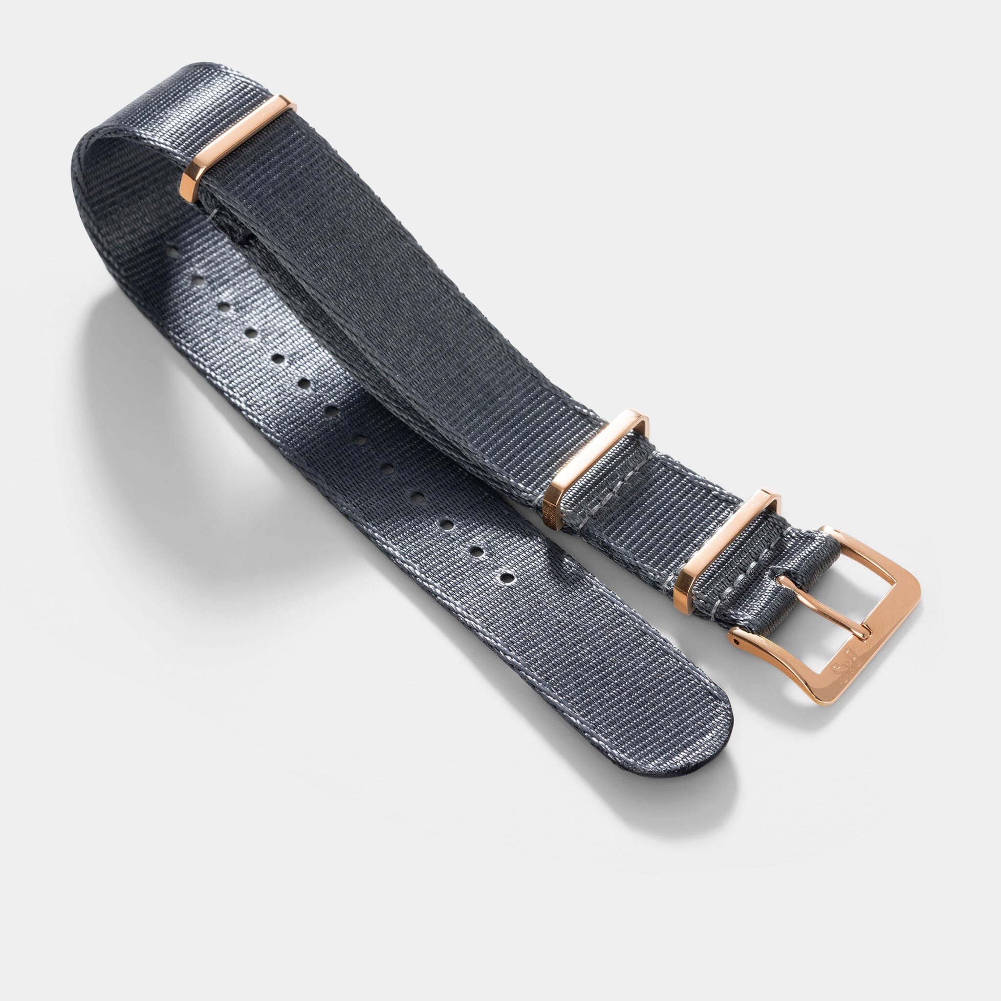 Deluxe Nylon Single Pass Watch Strap Pure Grey Rose Gold