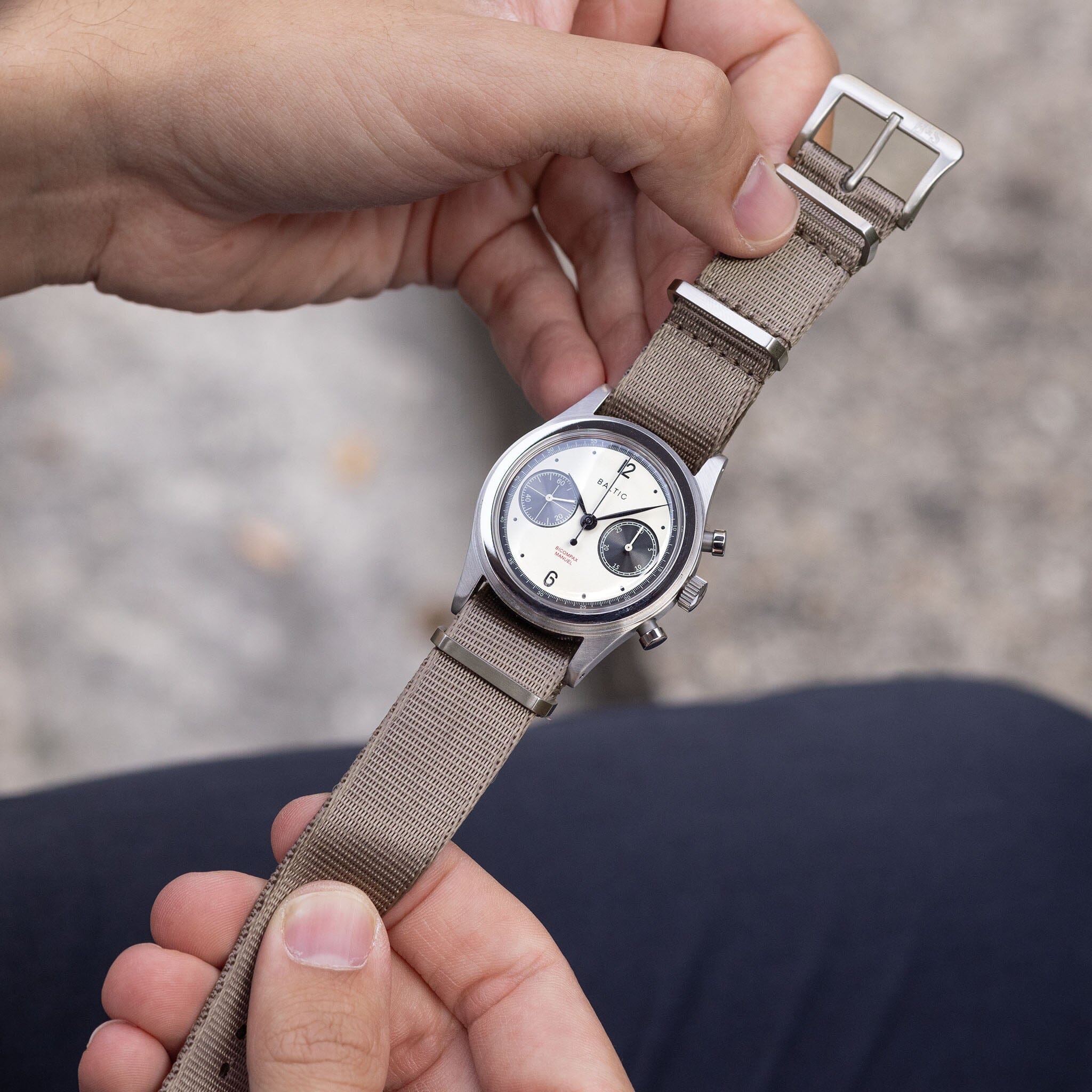 Deluxe Nylon Nato Watch Strap Taupe Grey