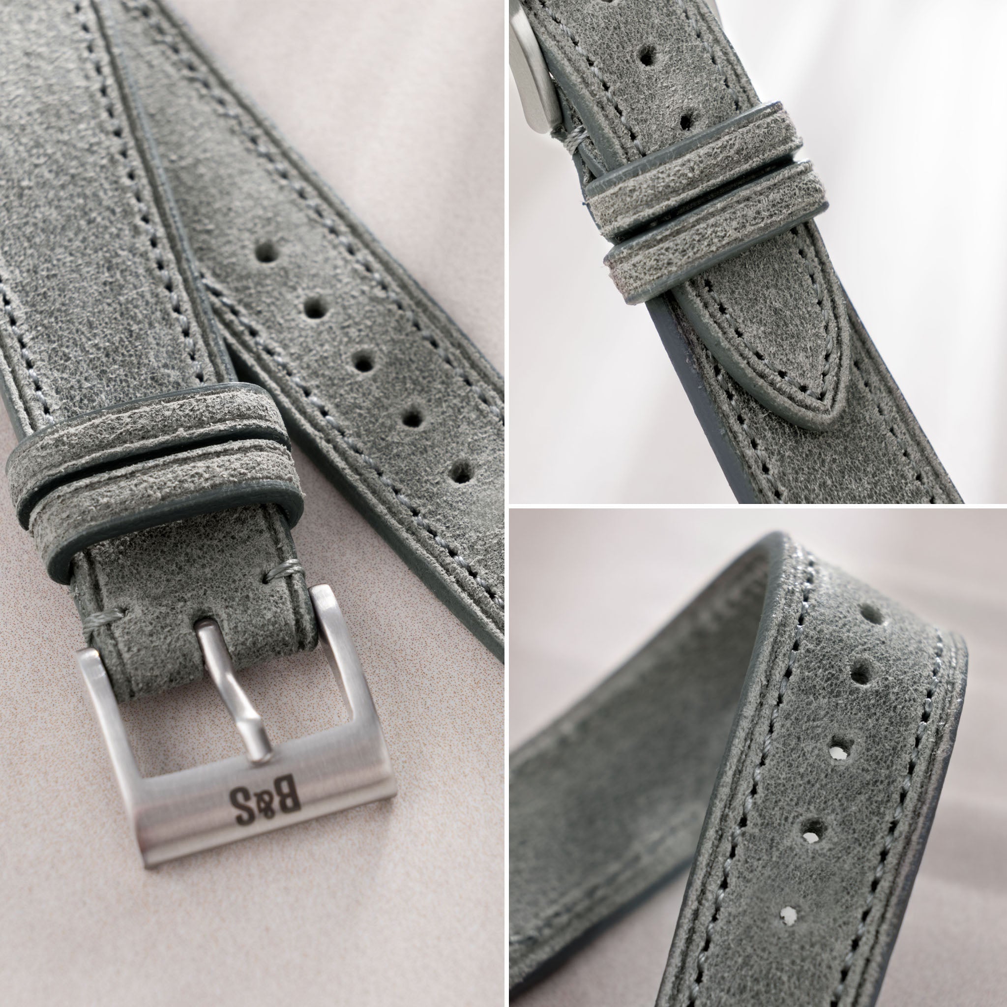 Strap for IWC Flieger Chronograph - Grey Leather (20mm)