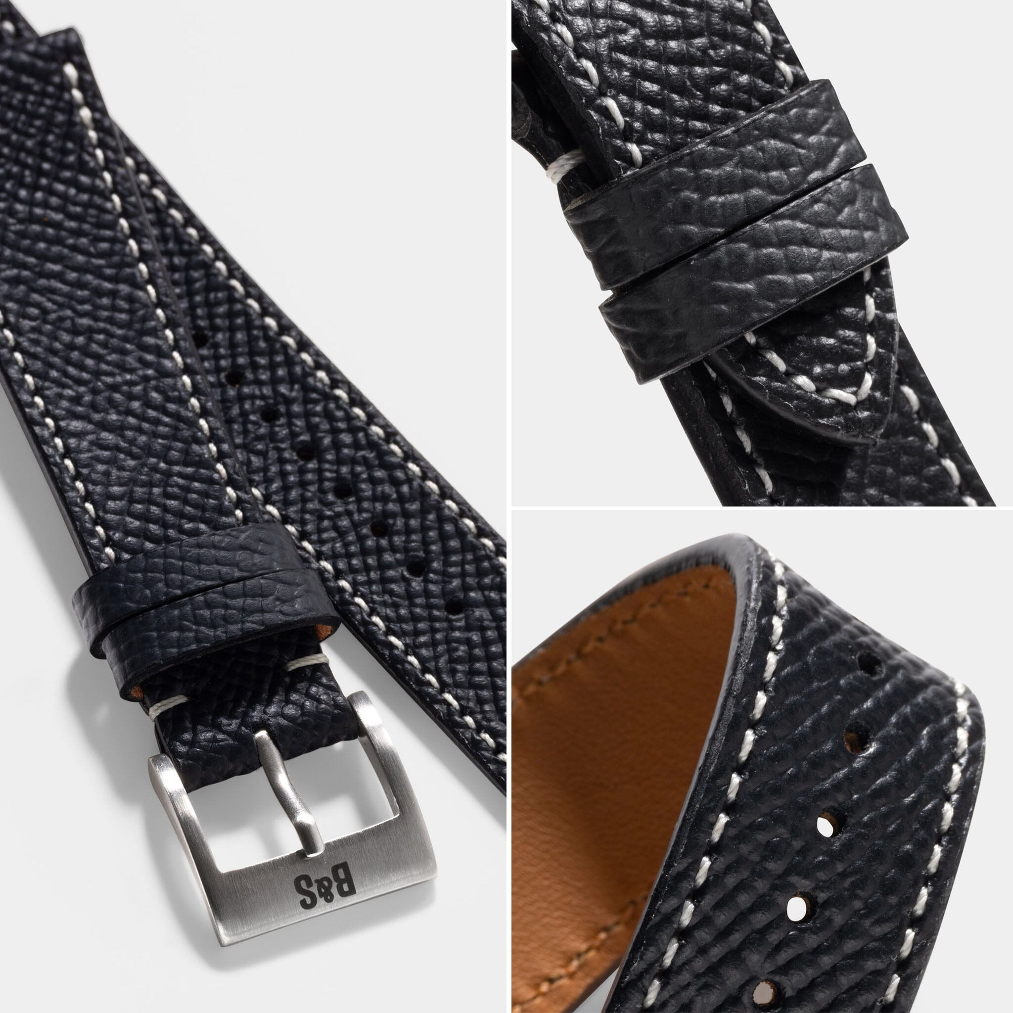 Epsom Black Leather Watch Strap