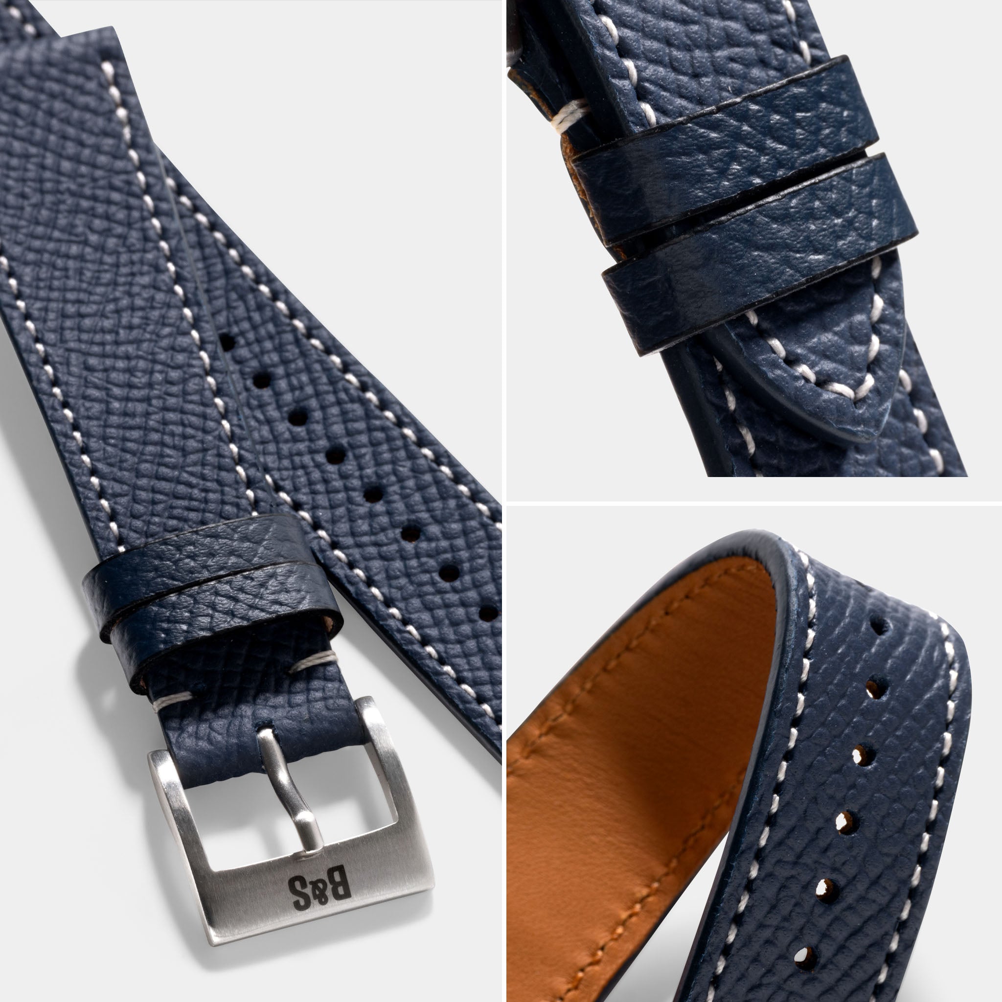 Epsom Dark Blue Leather Watch Strap