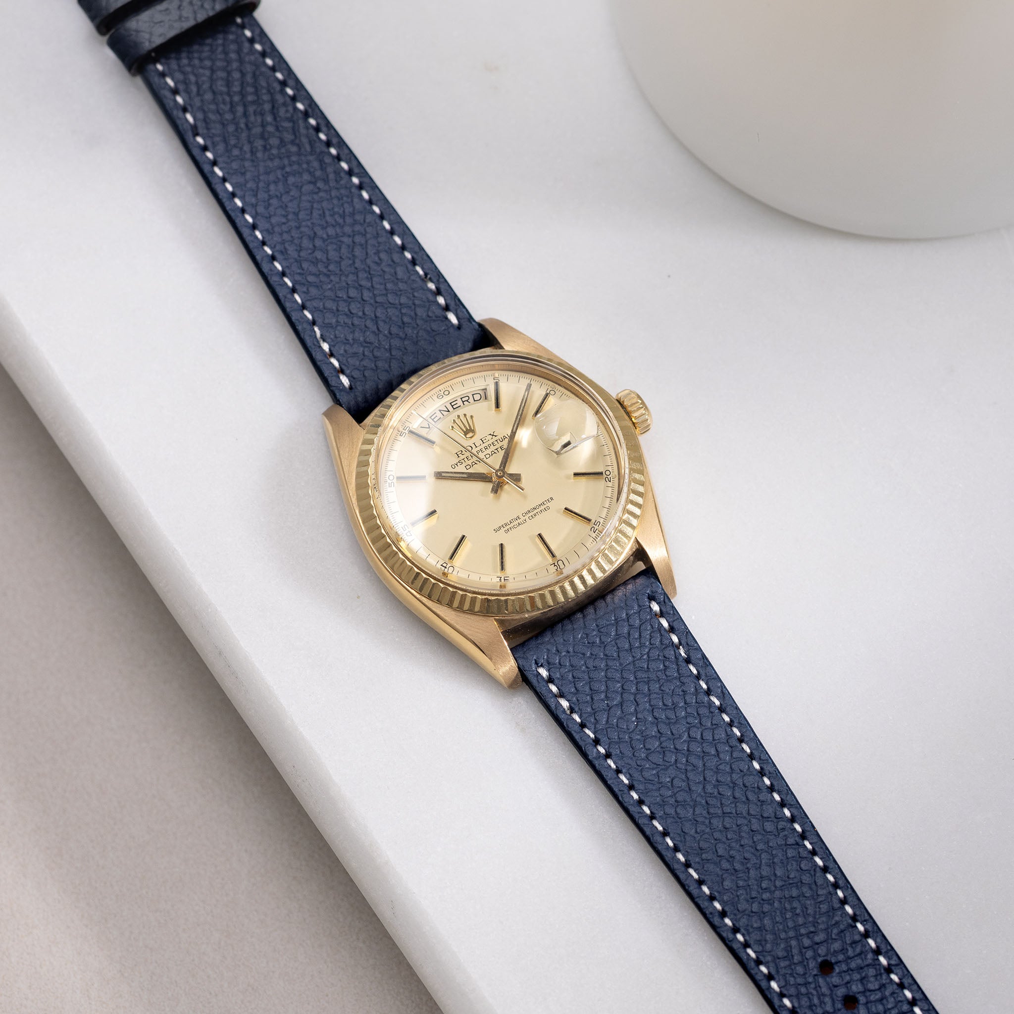 Epsom Dark Blue Leather Watch Strap