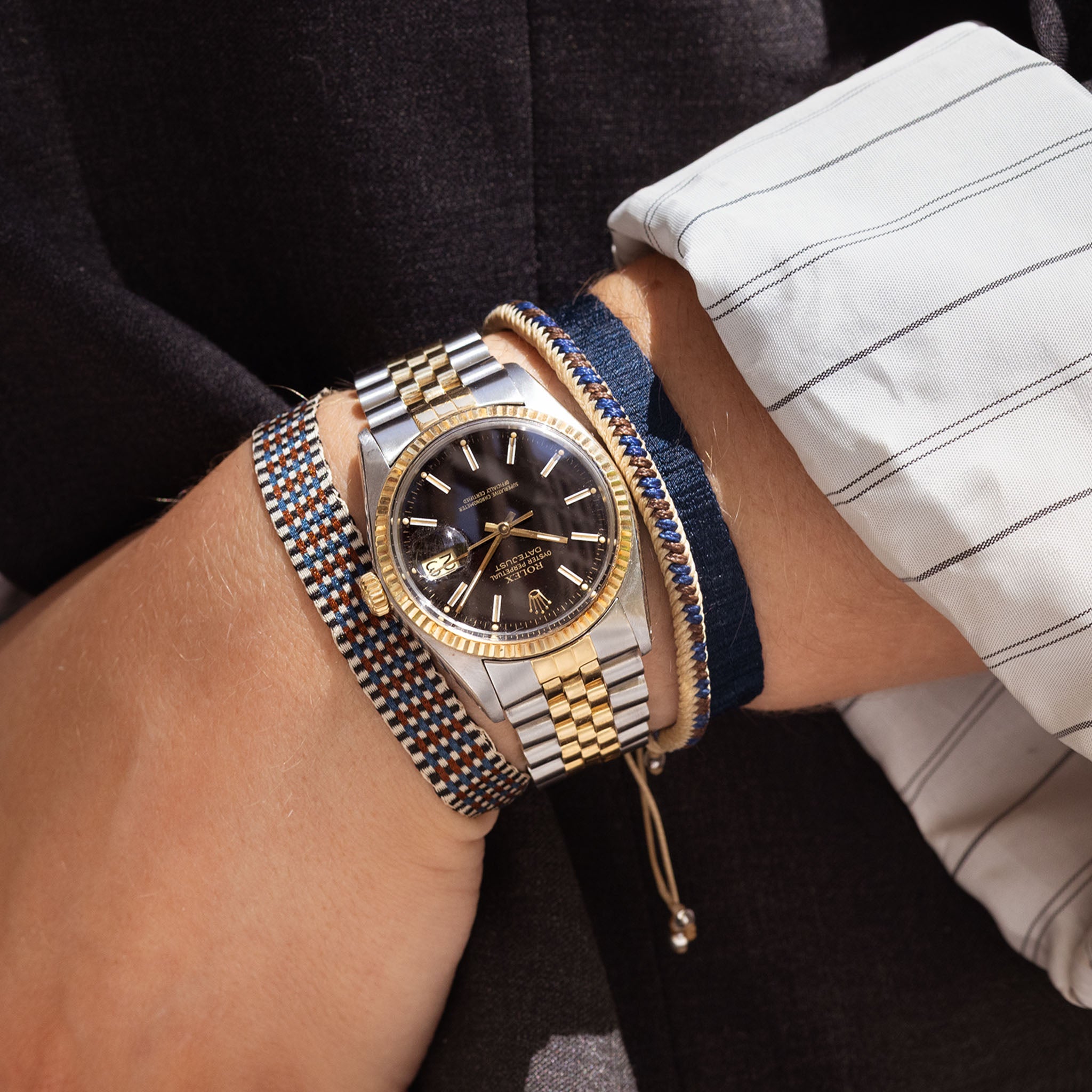 Guanabana Handmade Woven Broad Bracelet Navy Blue