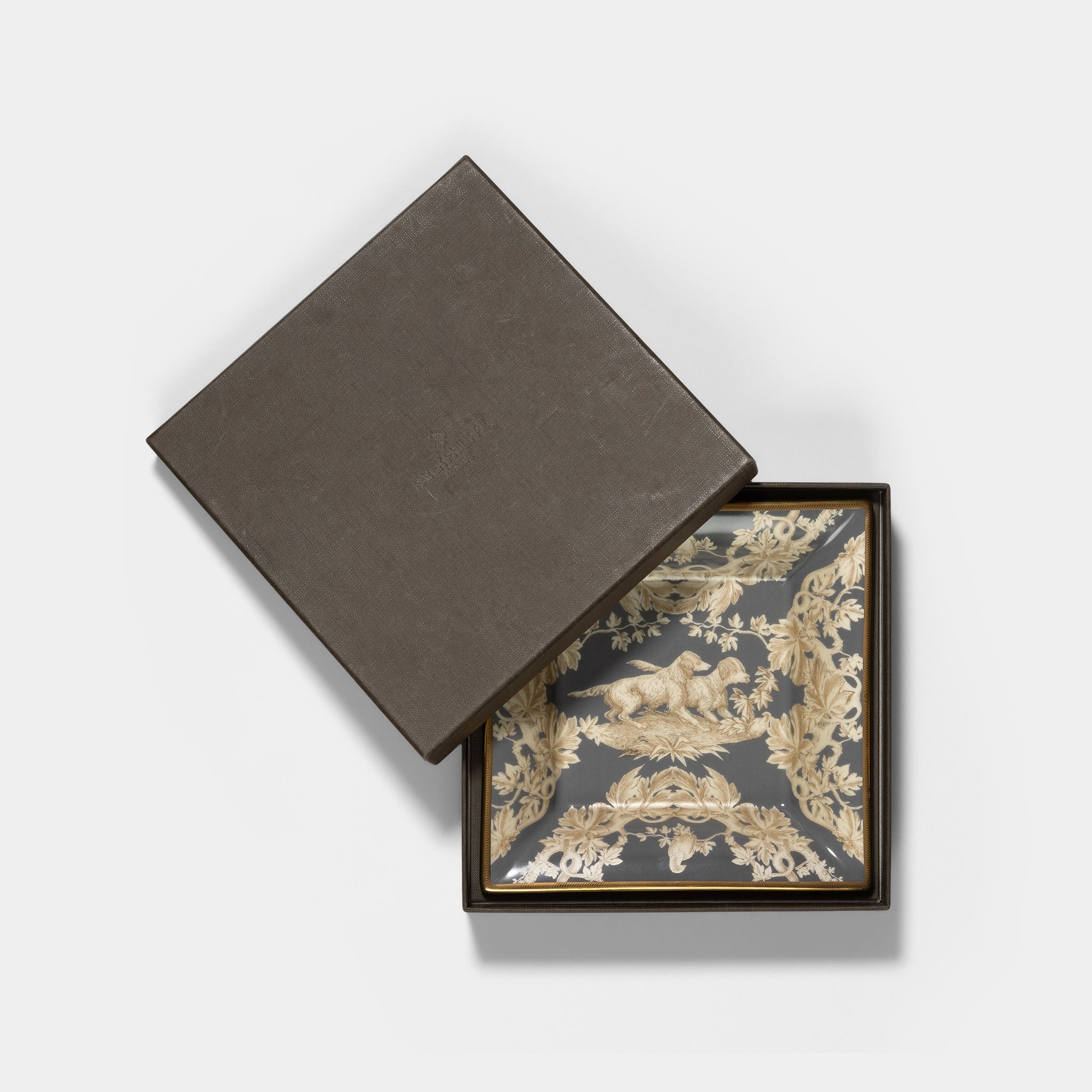 Patek Philippe porcelan "Hunting Dogs " Limoges Vide Poche Dish Trinket