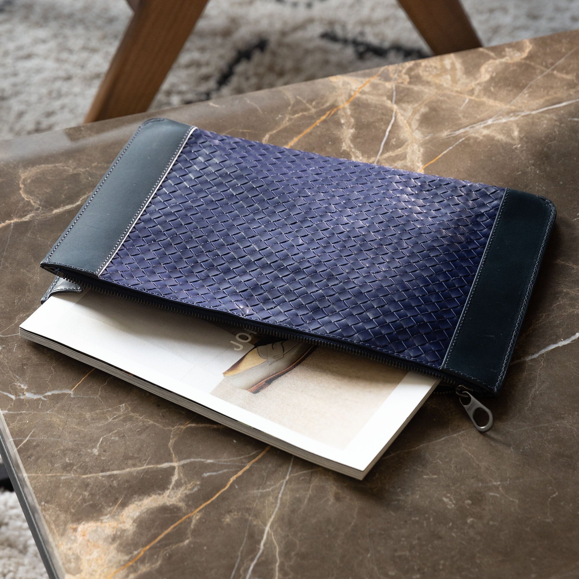 Bottega Veneta ブルー/ ケース Bottega Veneta Blue Intrecciato Document Case