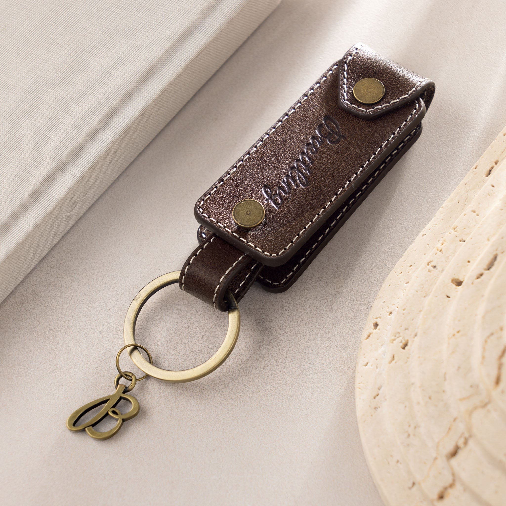 Breitling Chestnut Brown Leather Key Hanger