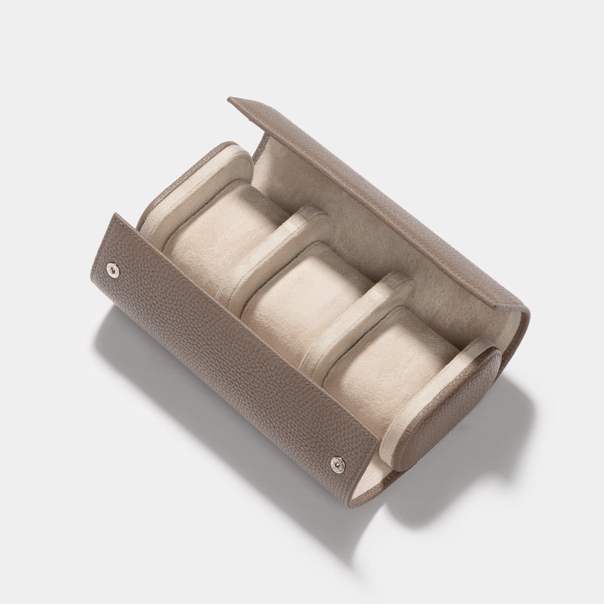 OVAL 3 WATCH TAUPE LEATHER WATCH BOX