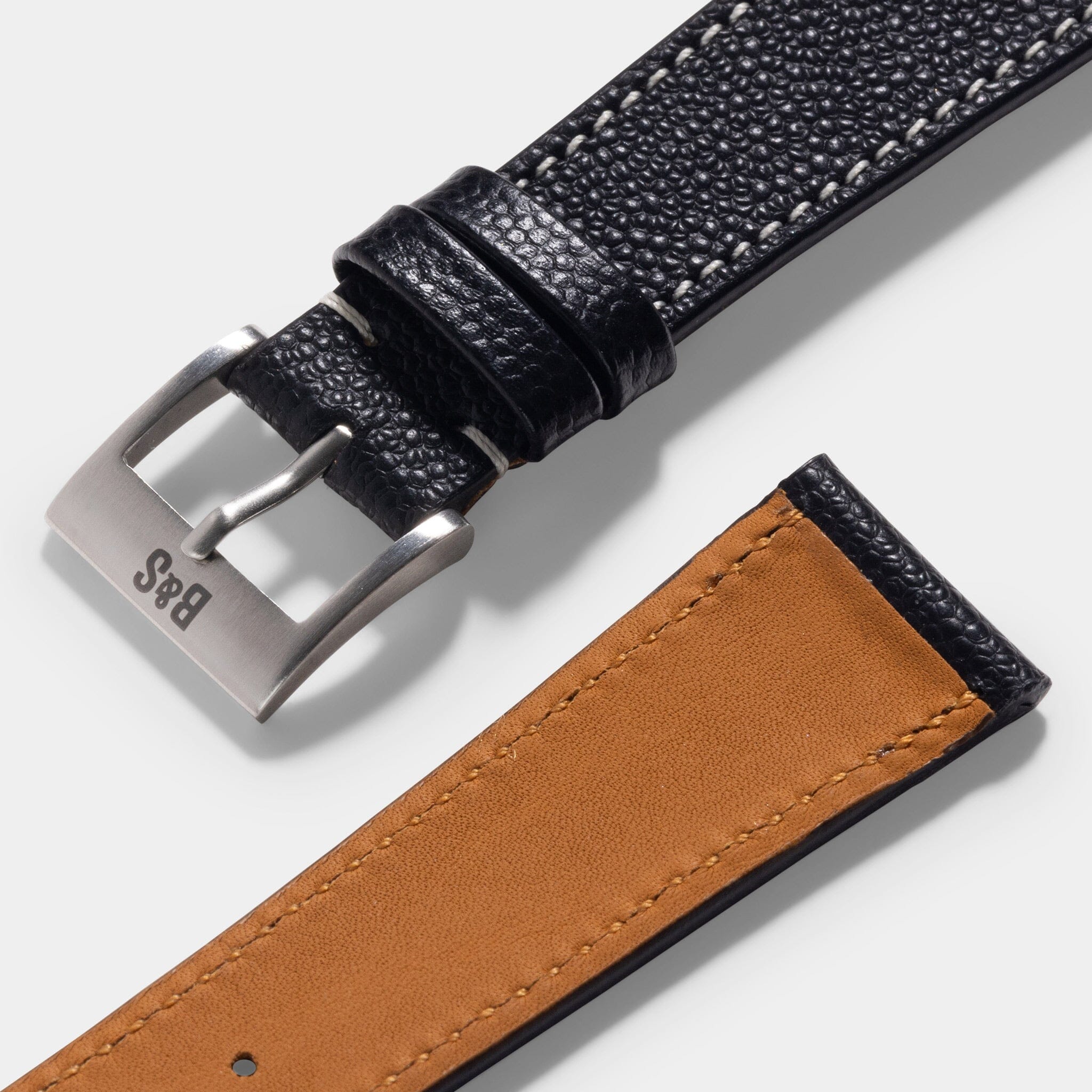 Pebbled Black Leather Watch Strap