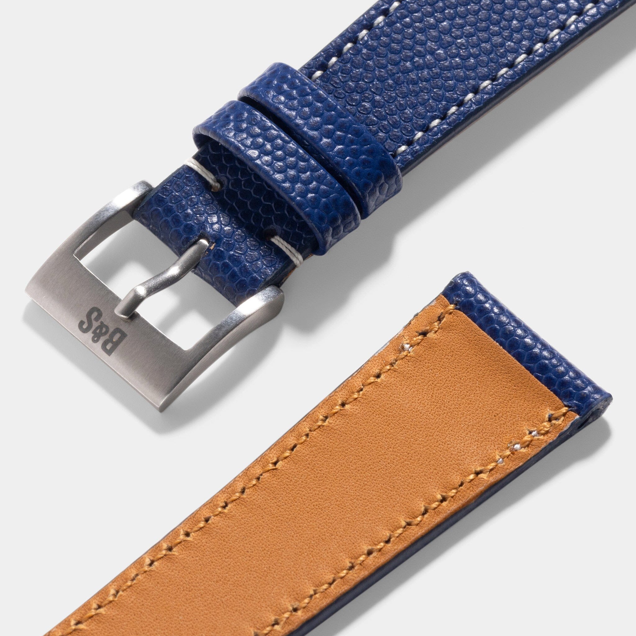 Pebbled Dark Blue Leather Watch Strap