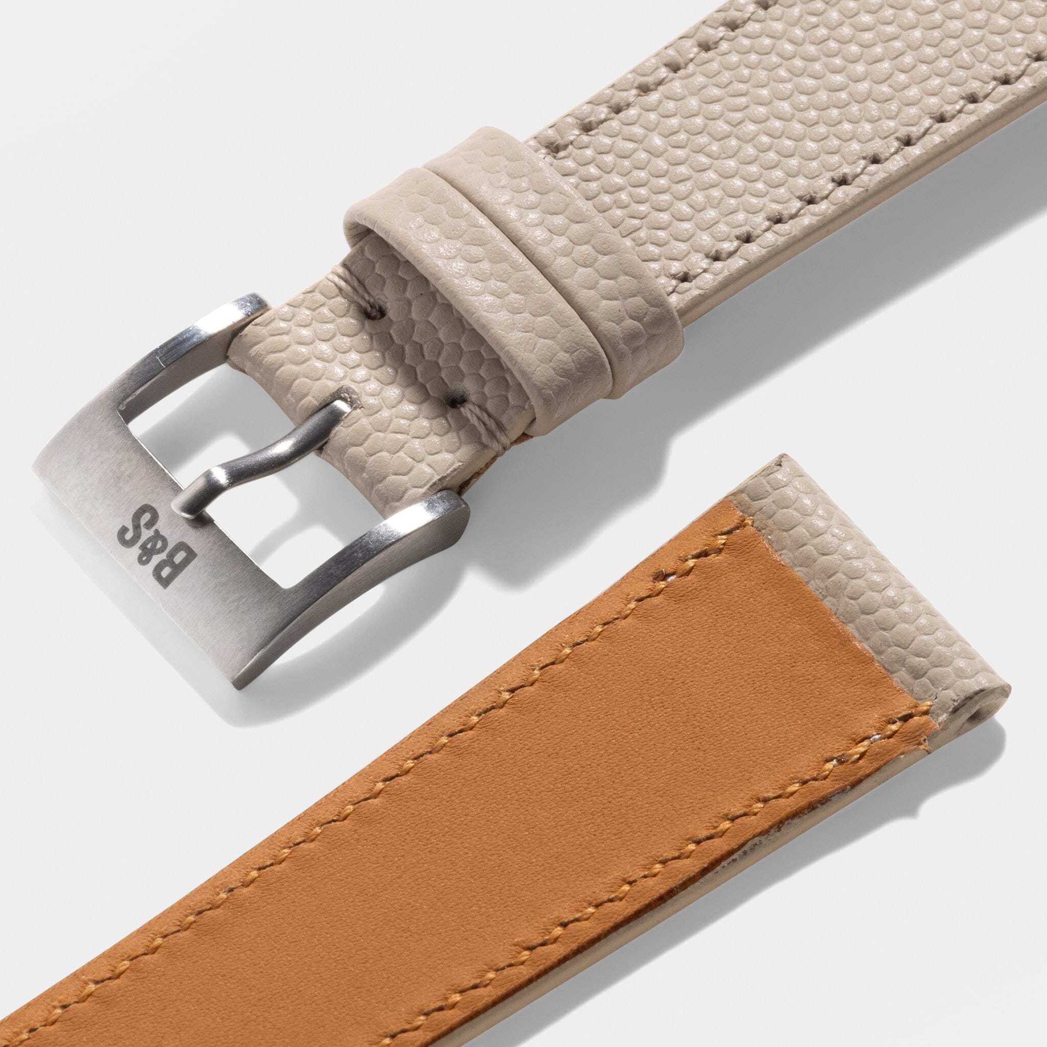 Pebbled Creme Tonal Leather Watch Strap