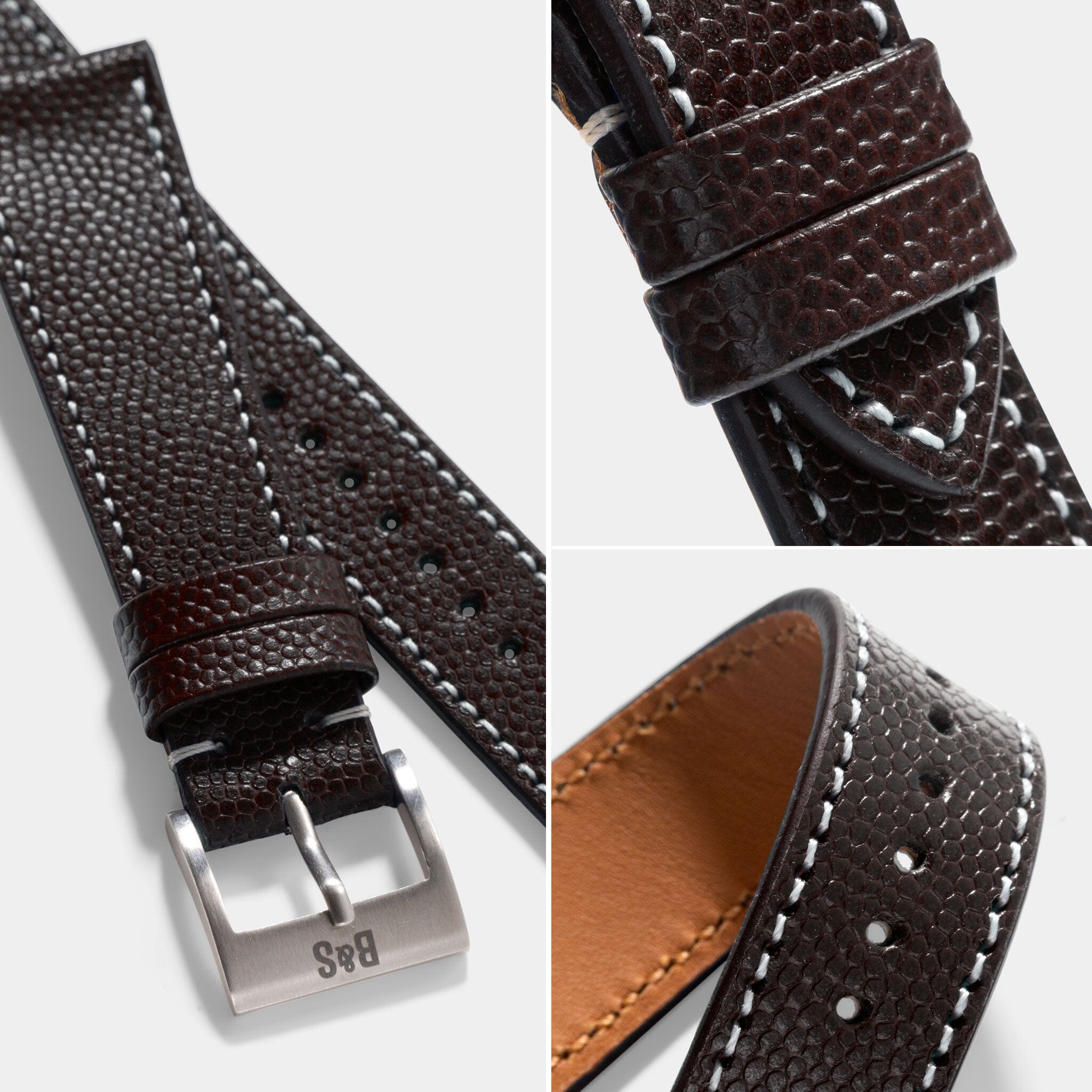 Pebbled Dark Brown Leather Watch Strap