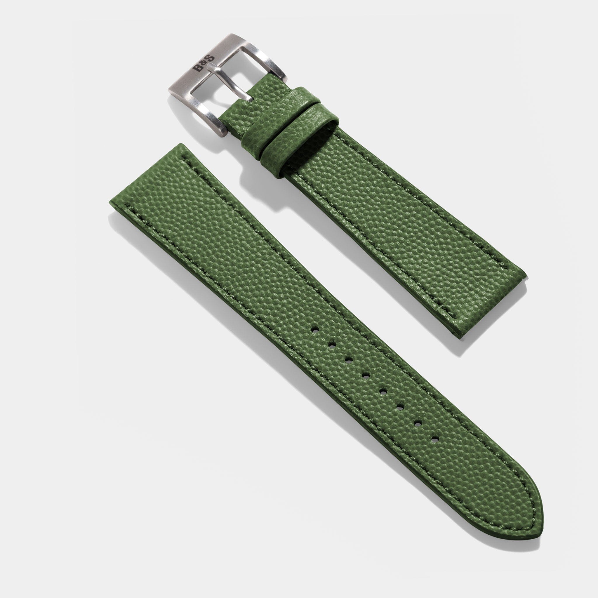 Pebbled Green Tonal Leather Watch Strap