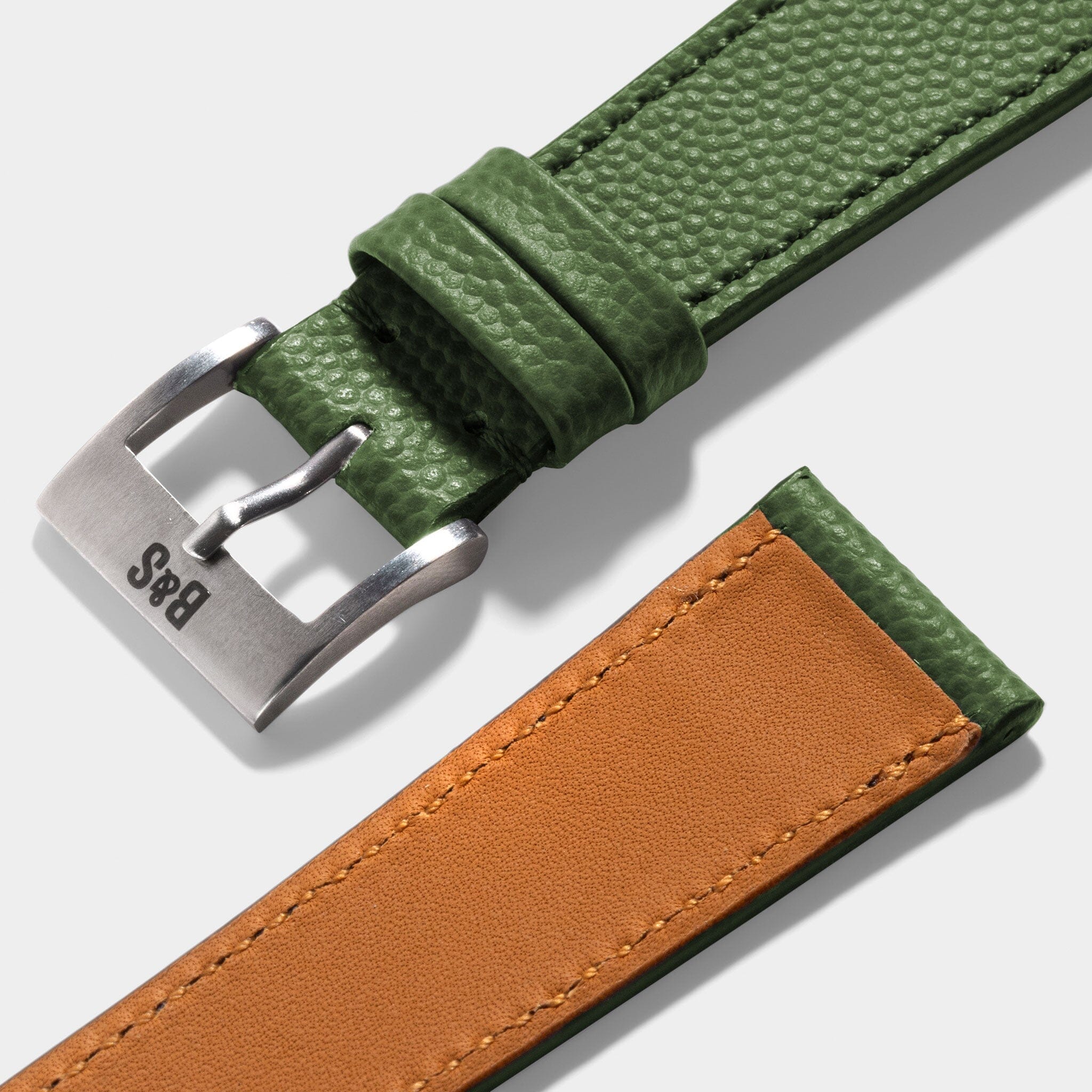 Pebbled Green Tonal Leather Watch Strap