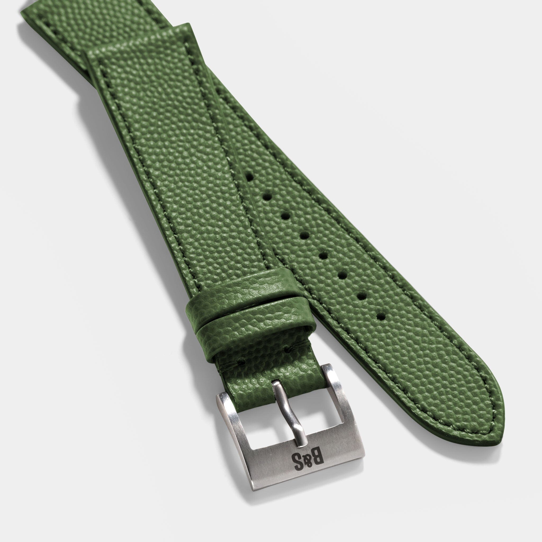 Pebbled Green Tonal Leather Watch Strap