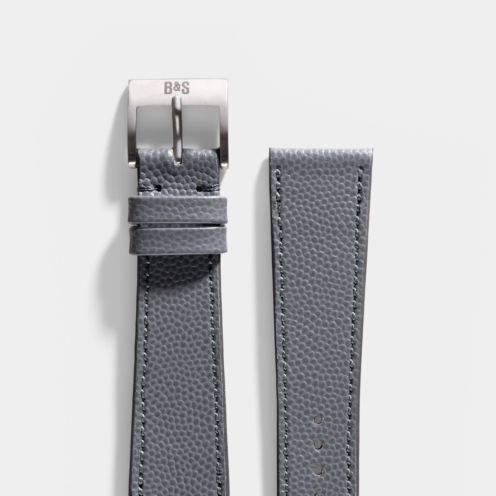 Pebbled Grey Tonal Leather Watch Strap