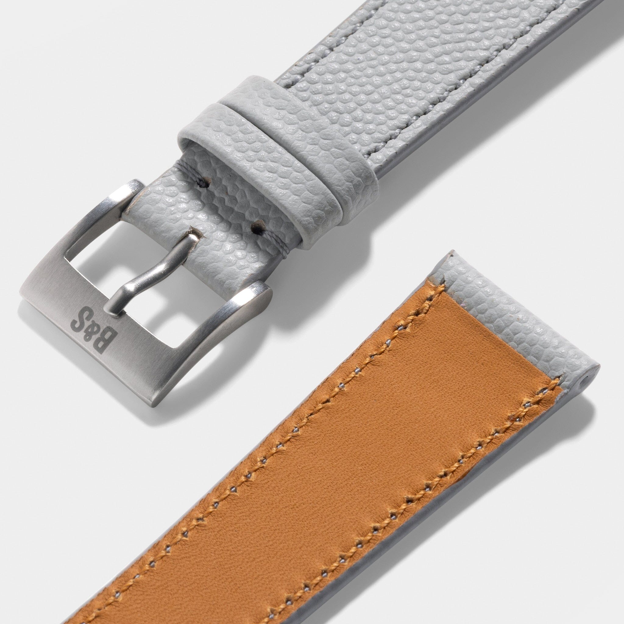 Pebbled Light Grey Tonal Leather Watch Strap