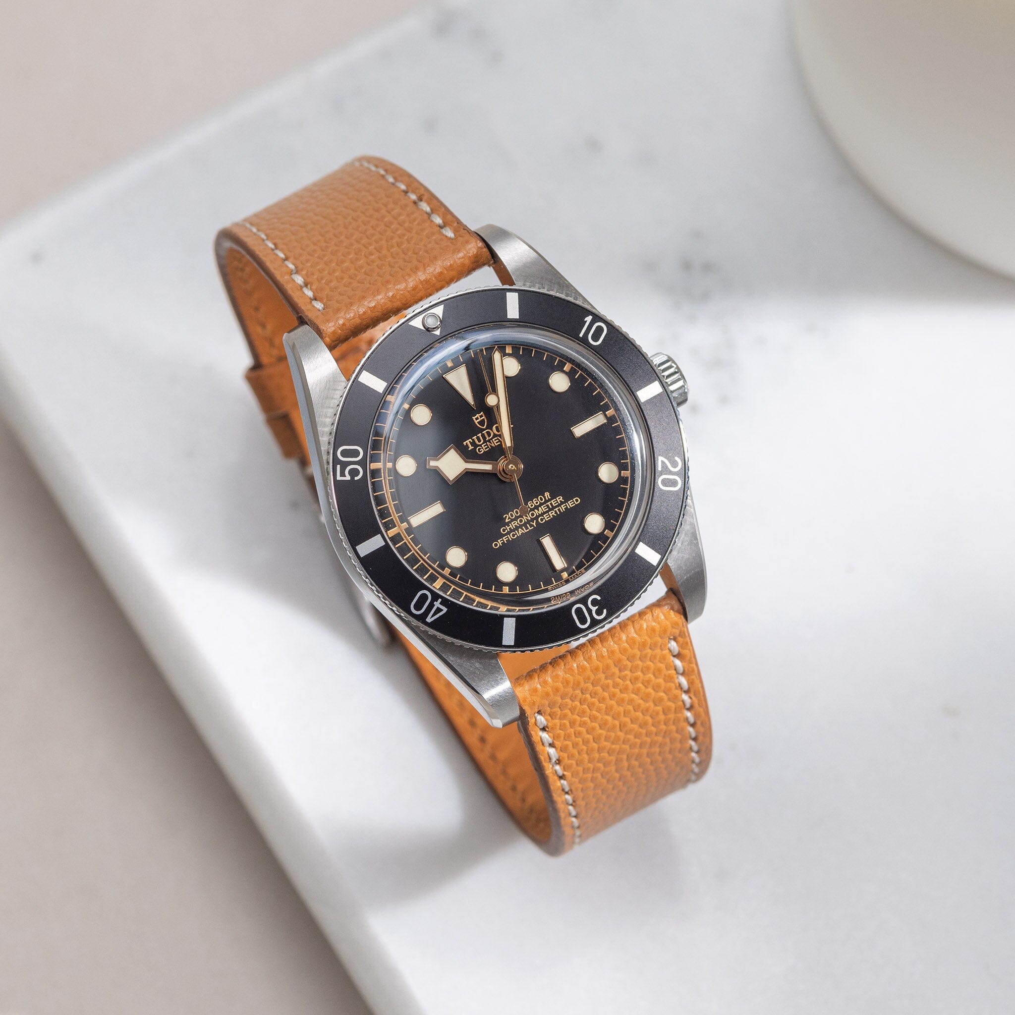 Pebbled Cognac Brown Leather Watch Strap