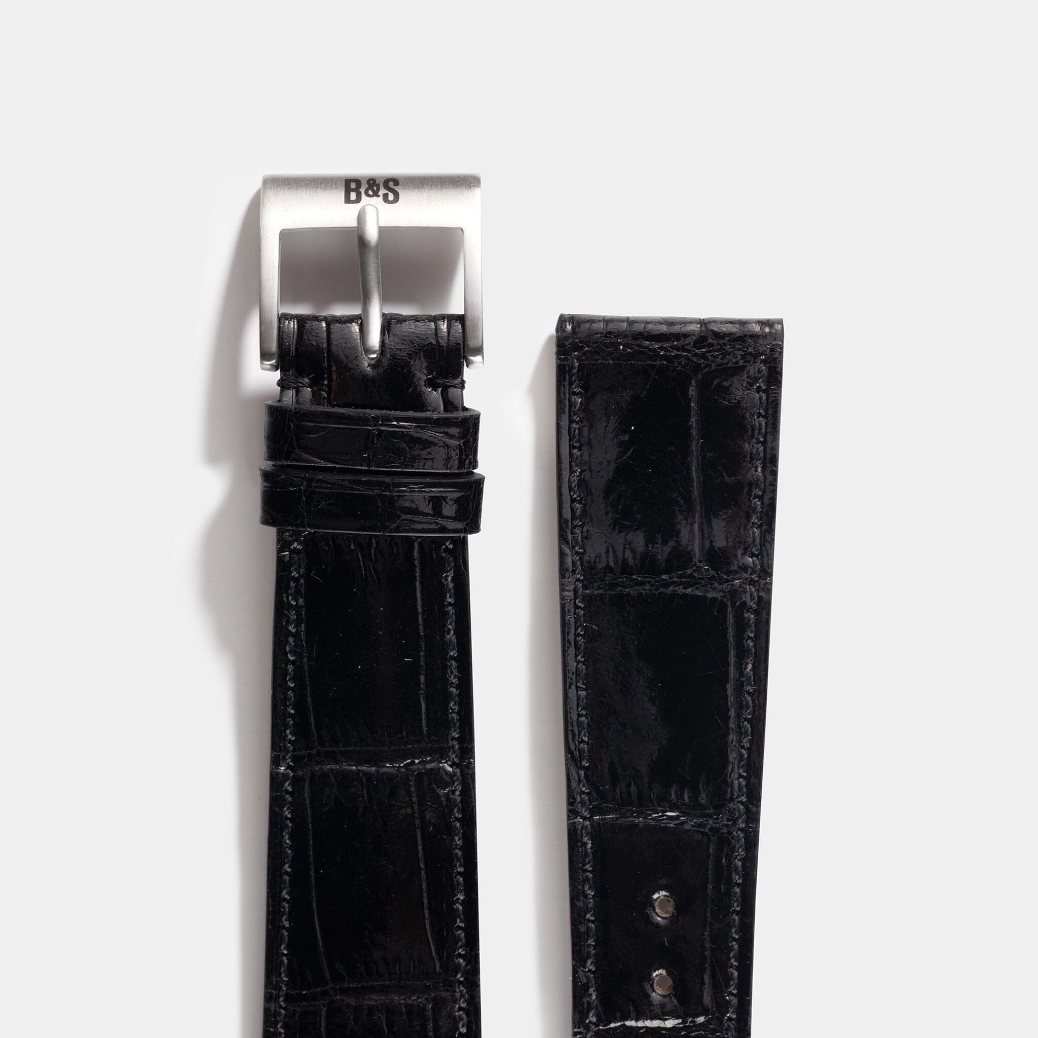 Premium Alligator Brilliant Black Leather Watch Strap