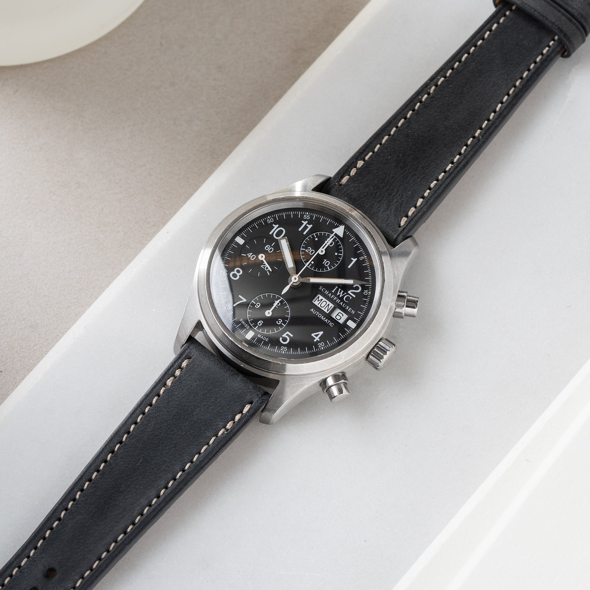 Strap for IWC Flieger Chronograph - Dark Ash Grey Leather (20mm)