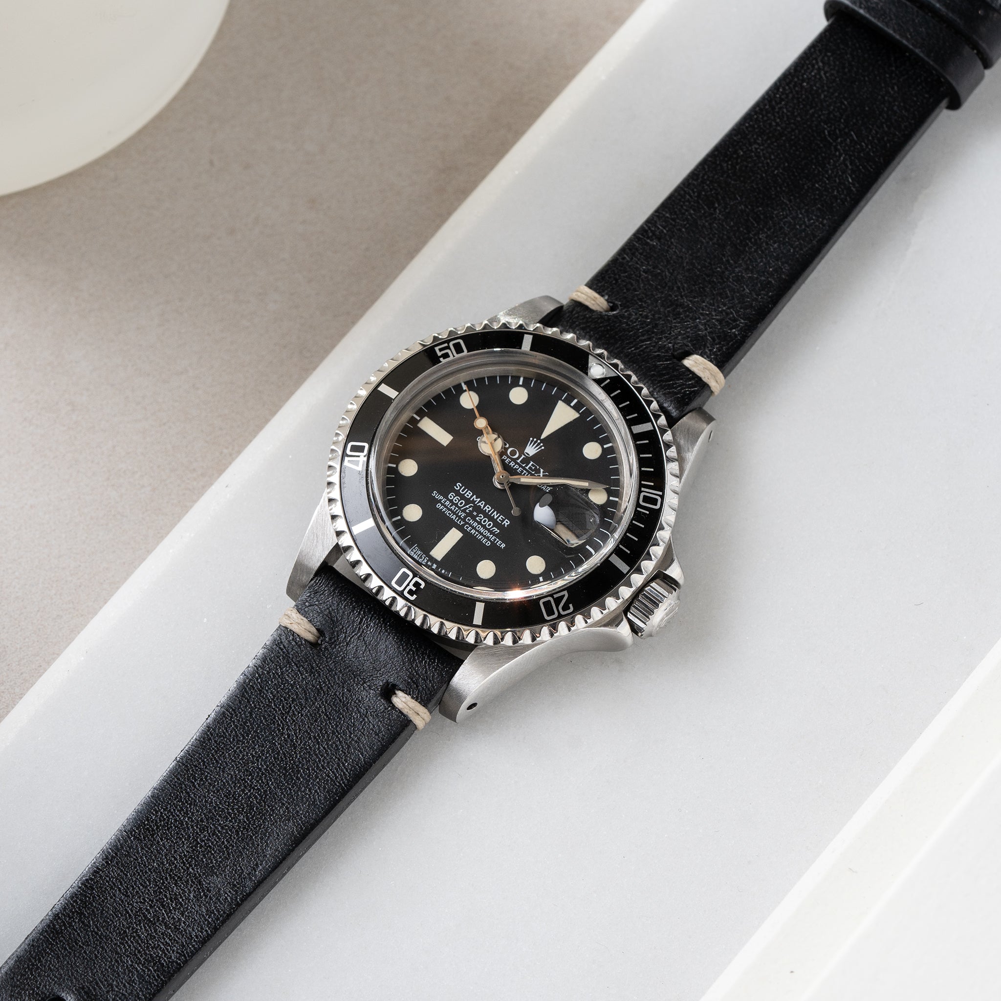 Strap for Rolex Submariner 5513 & 1680 - Black Leather Vintage