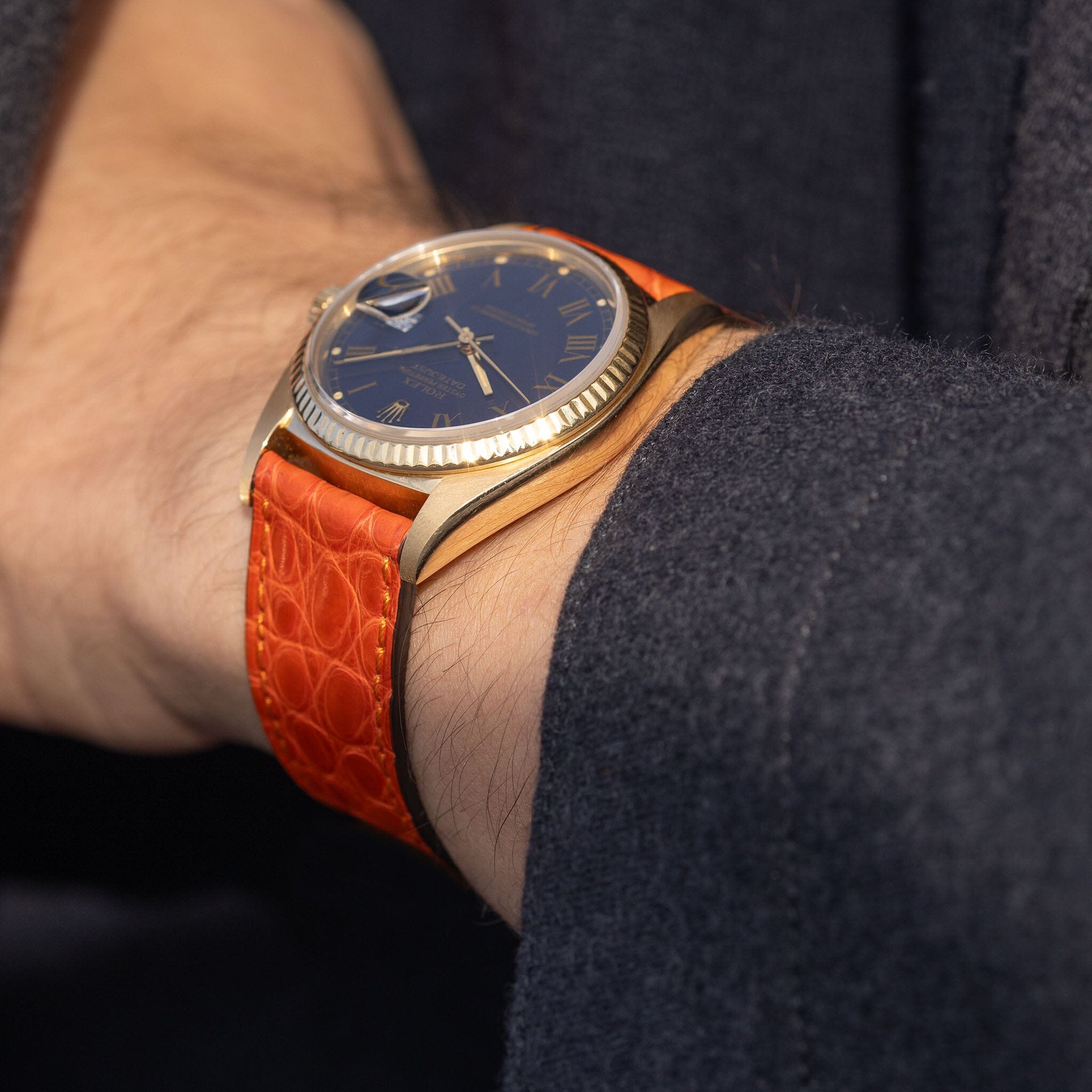 Rolex Datejust 16018 Buckley with orange Alligator Leather Watch Strap