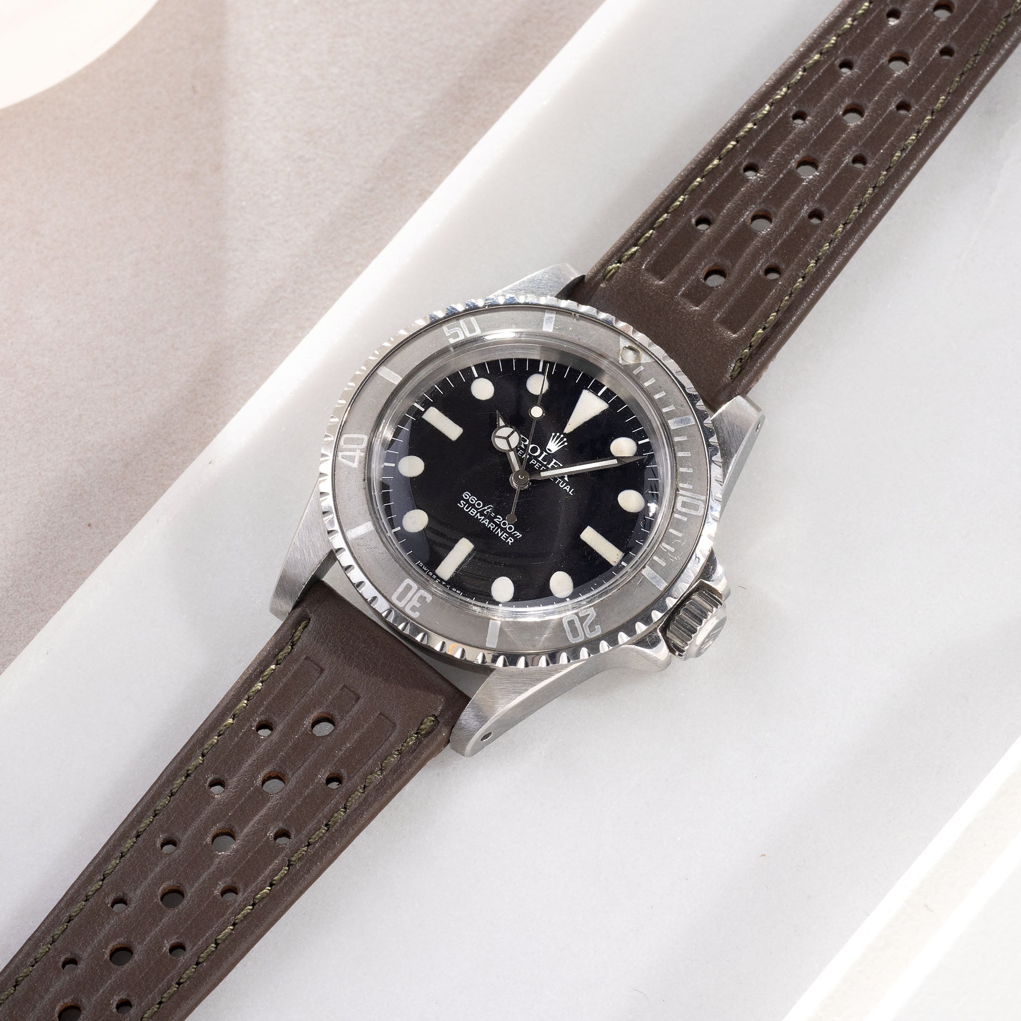 Racing Taupe Kaki Speedy Leather Watch Strap