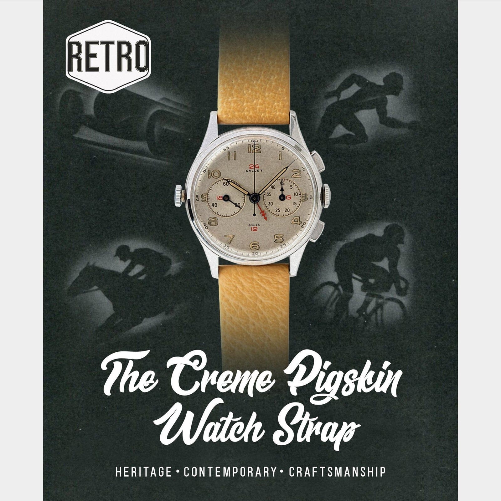 Retro Creme Pigskin Leather Watch Strap