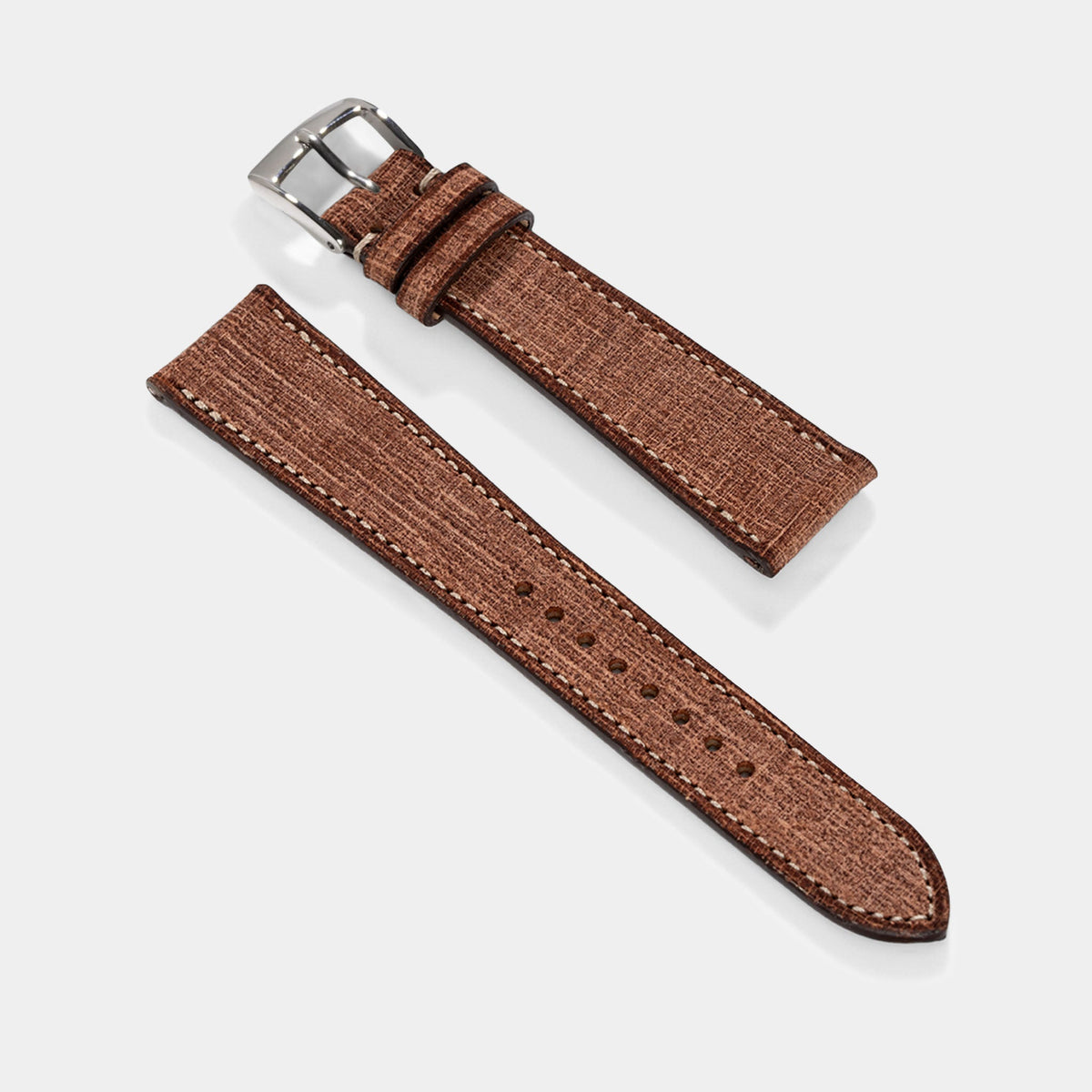 Linen Leather Watch Strap - Deep Brown