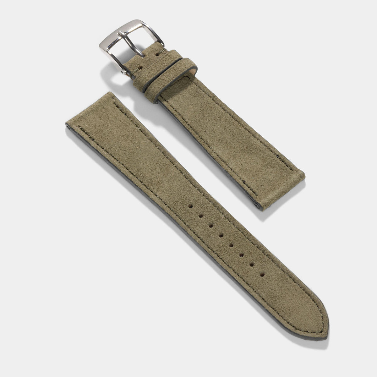Goatskin Suede Leather Watch Strap - Muted Olive