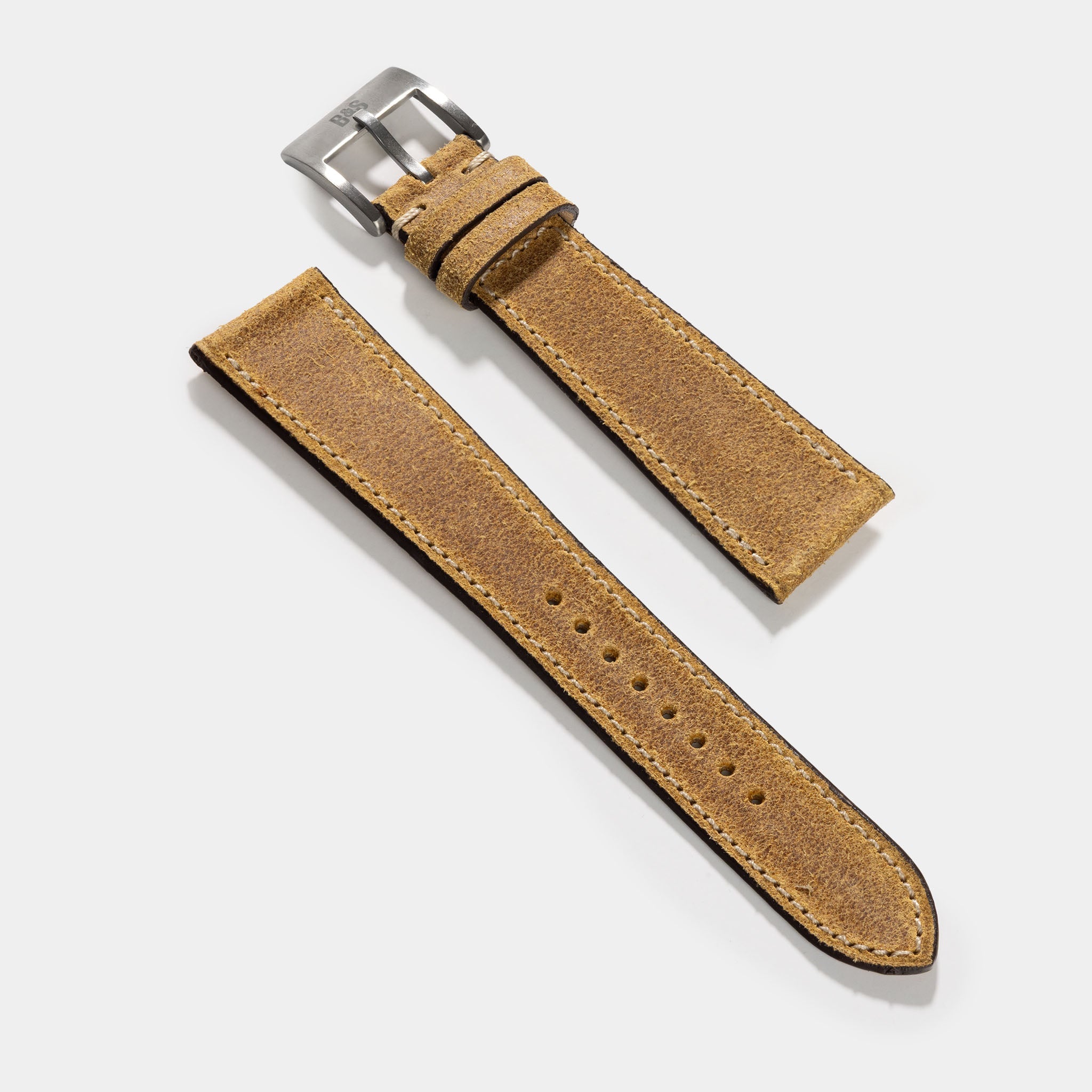 Waxed Nubuck Yellow Leather Watch Strap