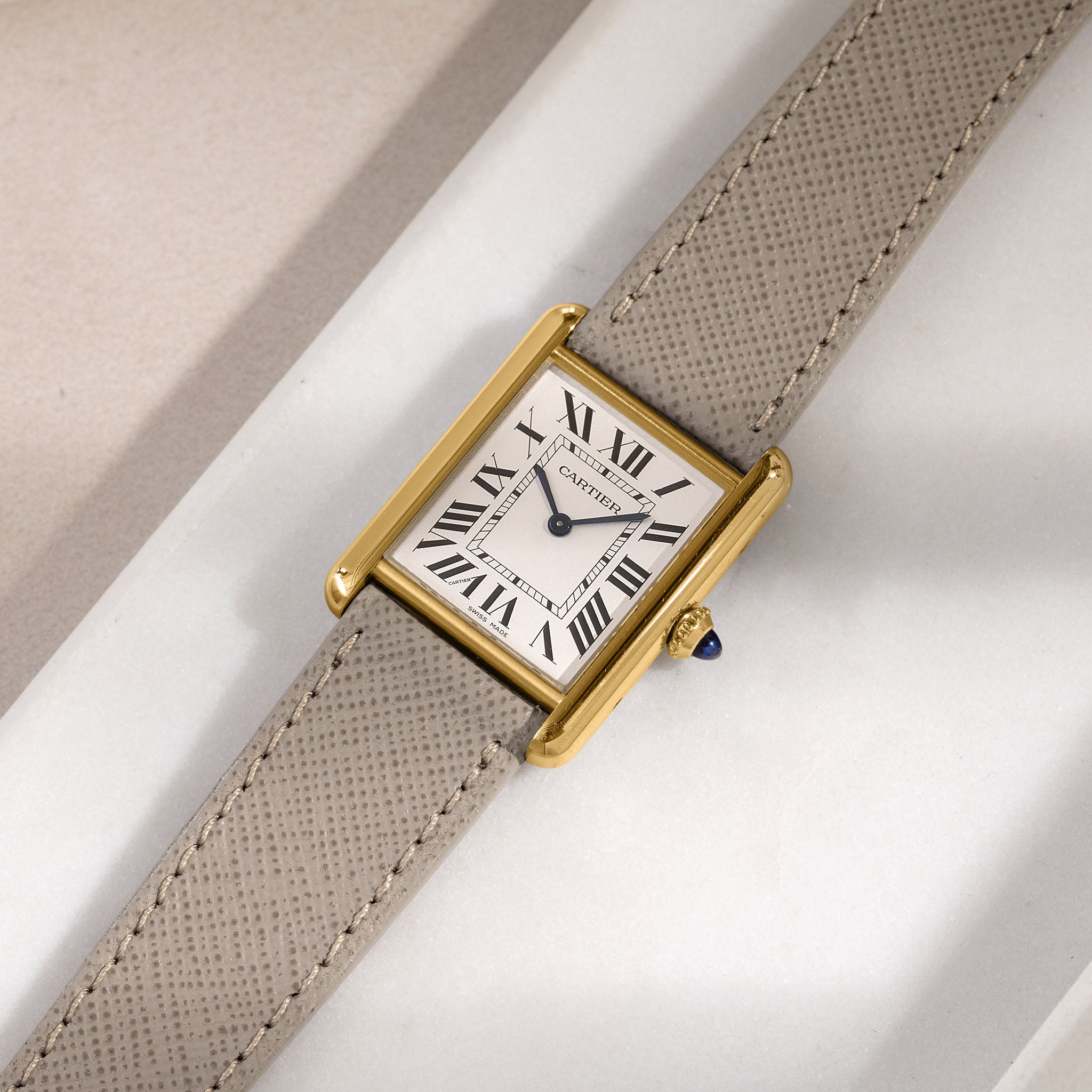 Saffiano Taupe Leather Watch Strap